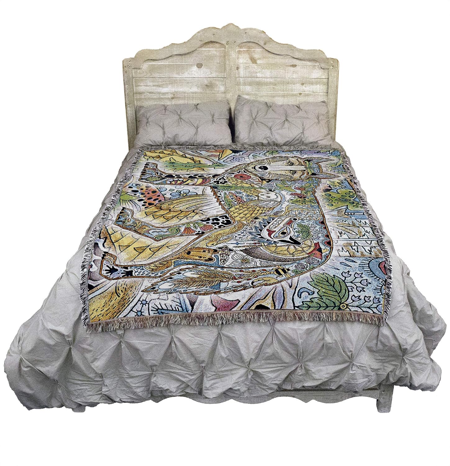 Pure Country Weavers Wolf Standing Blanket - Animal Spirits Totem by Sue Coccia - Gift Tapestry Throw Woven from Cotton - Made in The USA (72x54)