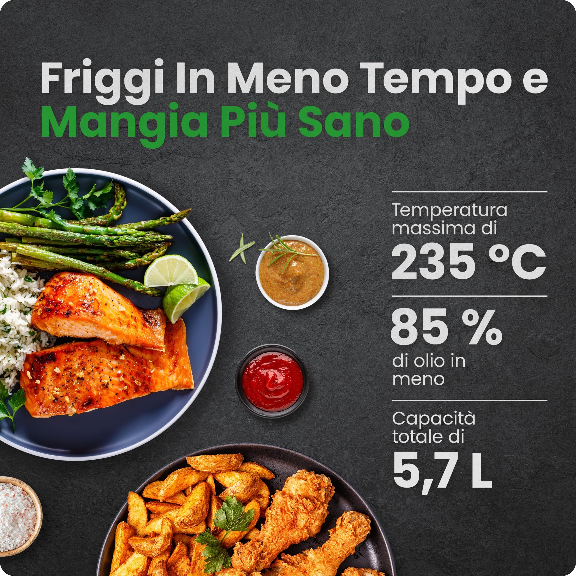 Chefman Friggitrice ad Aria Compatta 5,7L, Hi-Fry | Tecnologia ad Alta Frittura, frittura ad aria, finestra Easy View