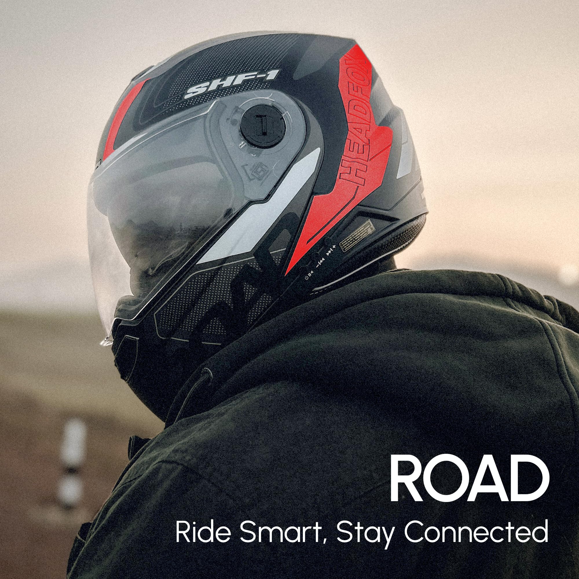 Headfox N2 Road Motorcycle Bluetooth Flip-up ISI Certified Helmet for Men, Connects Two Mobiles at Same Time with Music, Navigation & Waterproof (Glossy Red, 60 CM) 4