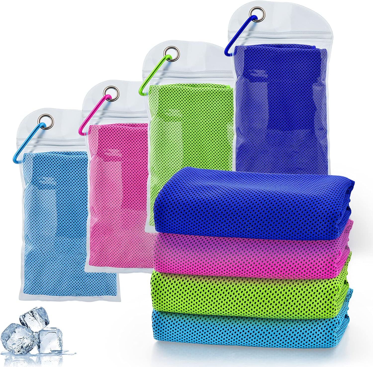 ICECUUL Instant Cooling Towel 4 Packs 44"x15" (110x38 cm), Camping Towel, Soft Yoga Towel for Theme Park, Yoga, Sport, Gym, Workout, Camping, Fitness, Running Accessories, Golf & More Activities