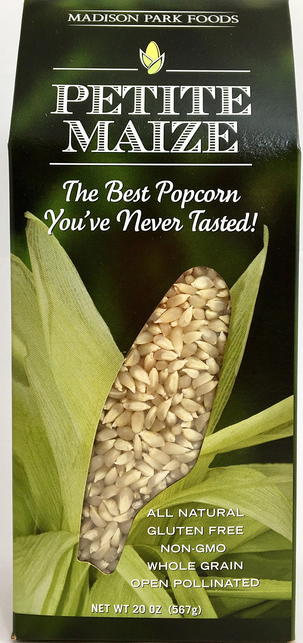 Petite Maize Gourmet Popping Corn - Single Origin One Lot American Farm - Open Pollinated, Non-GMO, Gluten Fee, All Natural, No Preservatives, Madison Park Foods, 20 Ounce Reusable Box