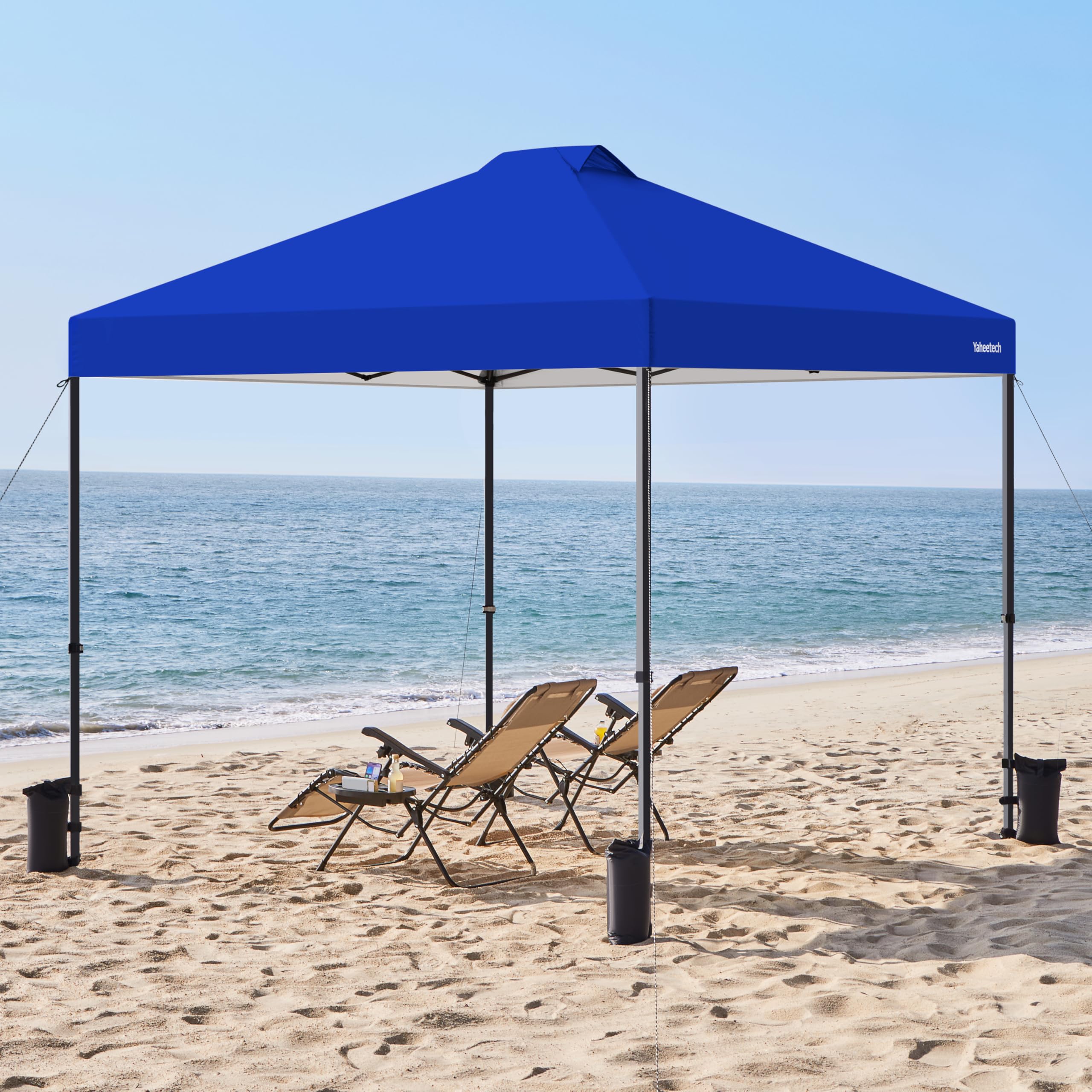 Yaheetech Faltpavillon 3x3m Pop Up Pavillon Wasserdicht Stabil Winterfest Gartenpavillon auf Rollen Gartenzelt Höhenverstellbar mit Tragtasche, Blau