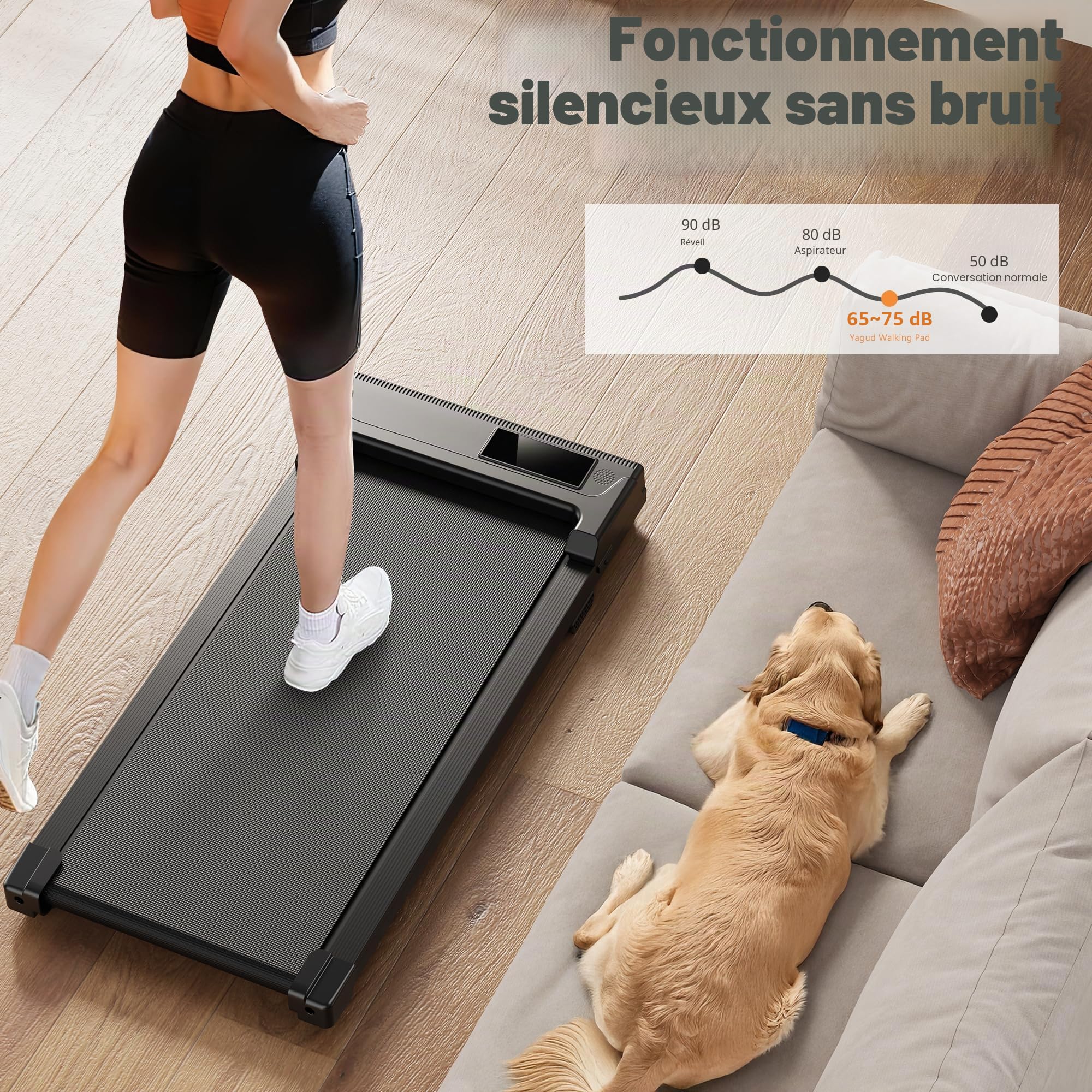 Tapis de Course 3 en 1 Walking Pad Compact avec LED Écran et Télécommande, Tapis Roulant Électrique Silencieux