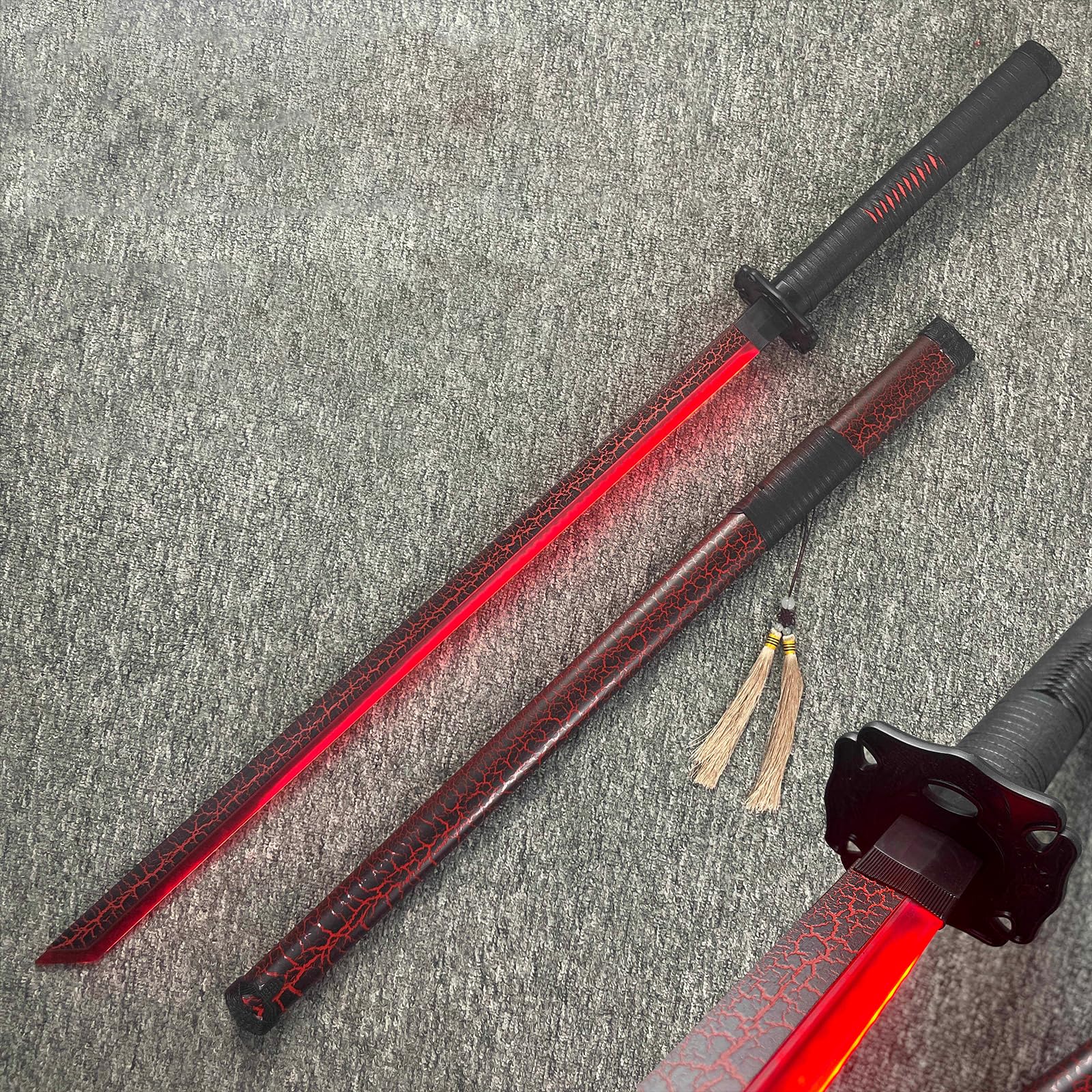 Sabres Laser Katana en Bois,Bokken Fait Main avec Bande Lumineuse,Sabre de samouraï en Bambou,idéal pour Offrir,Cosplay,Accessoires,Bal masqué,fête - 100 cm