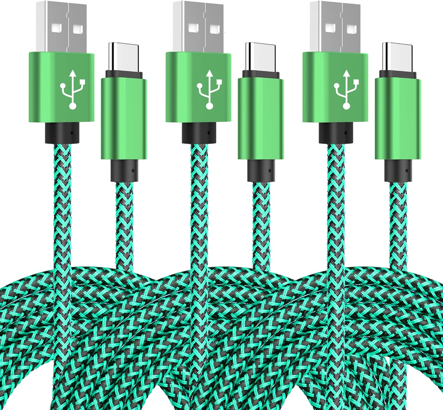 Flаѕh Dеаlѕ - 70% оƒƒ 3 Pack 10FT USB Type C Cable UMECORE USB C Fast Charger Cable Nylon Braided Type C Charging Cord for Samsung Galaxy S20 S10 S10+ S9 S8 Note, Moto Z, Pixel 2 3 XL 3A, LG G5 G6 V30 (Green)