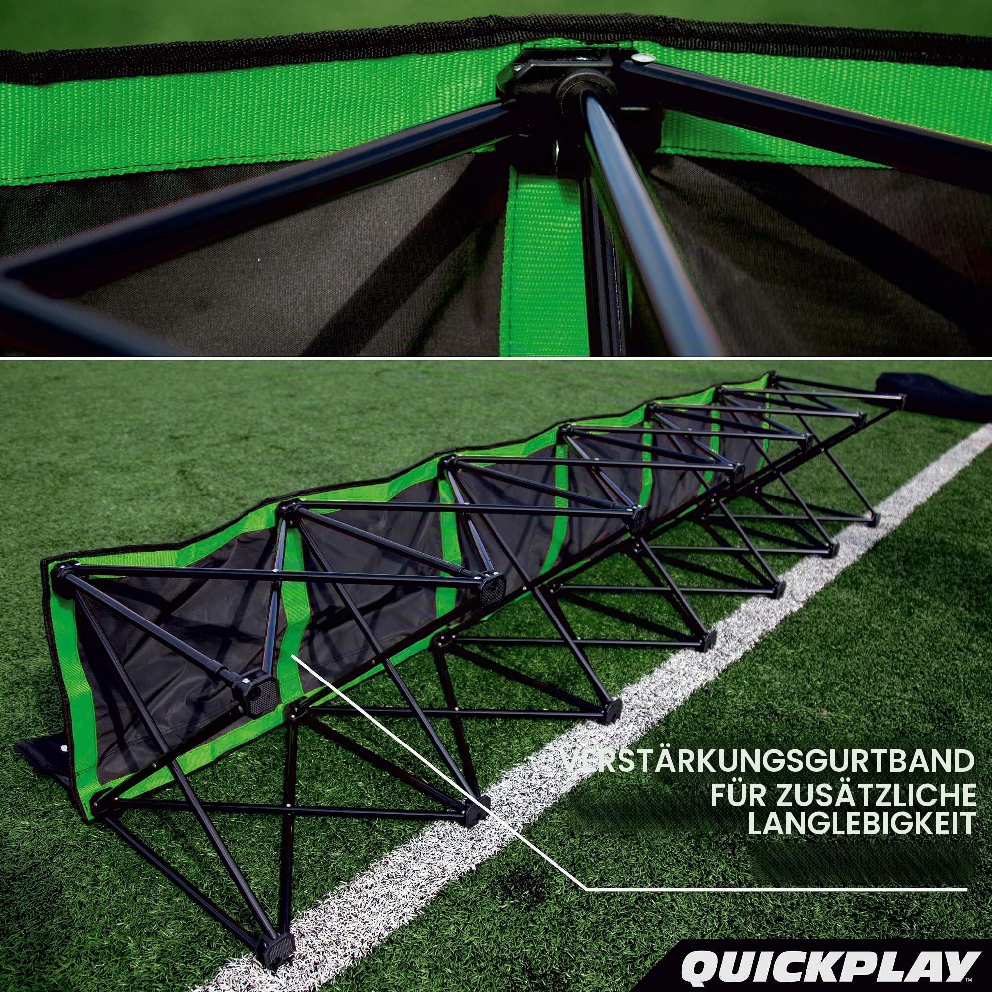 Quick Play PRO Bench Klappbare Teambank 6 Sitzer – Tragbare Seitenbank für Fußball, Faltbank mit Rückenlehne & Tragetasche, Sportbank Sitzbank für Outdoor Fussball, Aktivitäten