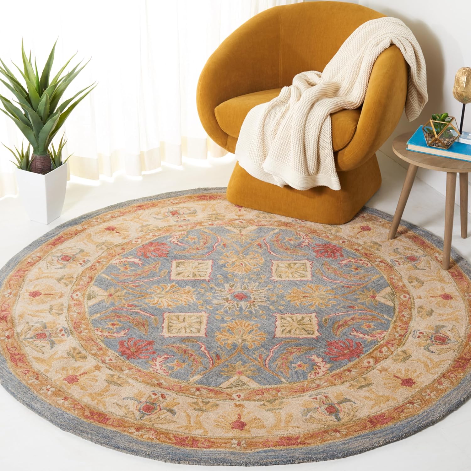 SAFAVIEH Anatolia Collection Runner Rug - 2'3" x 8', Light Blue & Ivory, Handmade Traditional Oriental Wool, Ideal for High Traffic Areas in Living Room, Bedroom (AN544D)