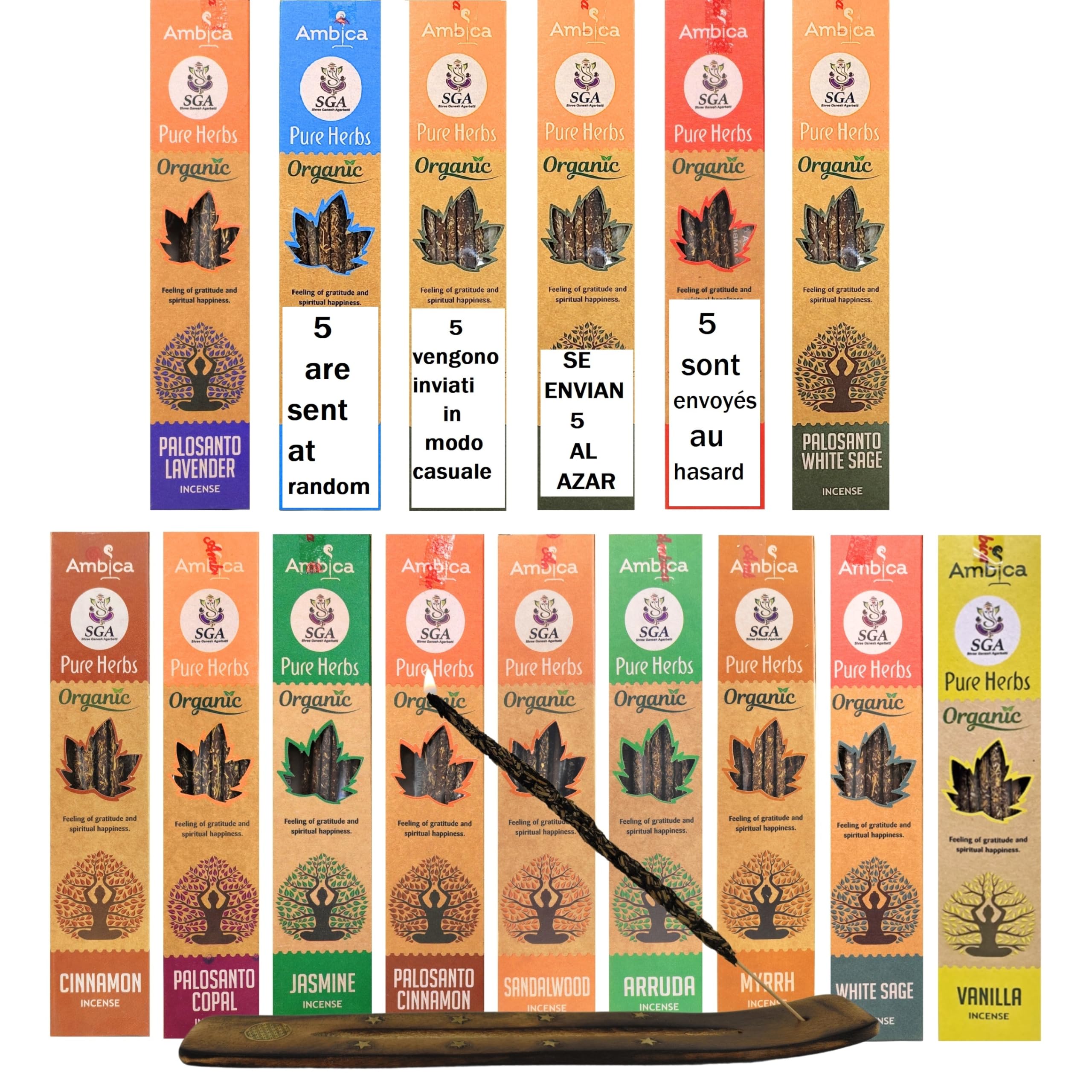 Nag Champa Palo Santo Incienso Natural Orgánico Ecológico Aromaterapia Meditación 5 Aromas