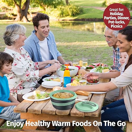 Miniatura 3 de Pinnacle - Cacerola aislada con tapa, 3 piezas. Juego de 2.6  1.5  1 cuarto de galón. Calentadorenfriador de comida, cuenco térmico para servir