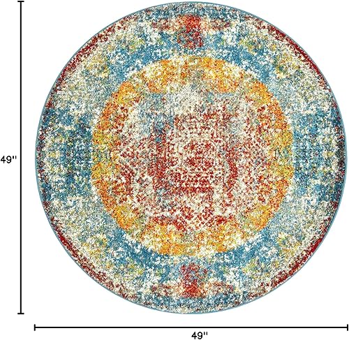 Miniatura 2 de Unique Loom - Alfombra estilo tradicional de Rosso Collection, Polipropileno, Azul (multiblue)