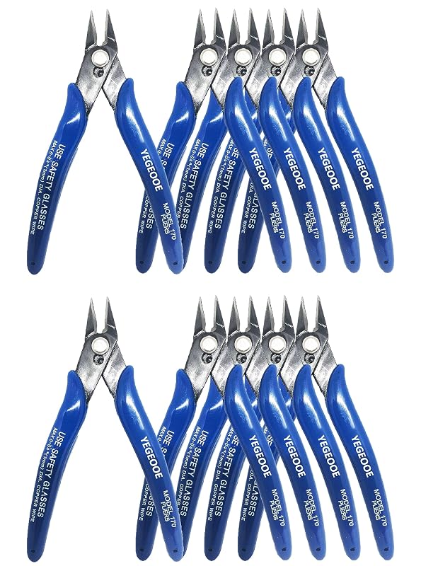 Alicate de Corte Diagonal de Precisão 12,7 cm YEGEOOE para Fios e Eletrônica, Modelo 170, Kit com 10 peças