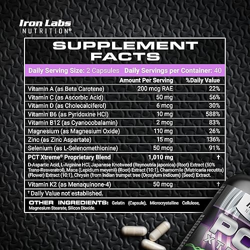 Miniatura 2 de PCT Xtreme - Suplemento PCT para hombres - Curso de 4 semanas - Refuerzo de apoyo post ciclo (80 cápsulas)