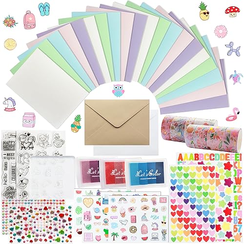 J6&H6 Card Making Kits For Creative people - 30 Blank Greeting Cards And Envelopes with Supplies and Stamp Set-Giftable DIY Greeting Card Set-Perfect for Birthdays Festive Celebrations Christmas Thank You