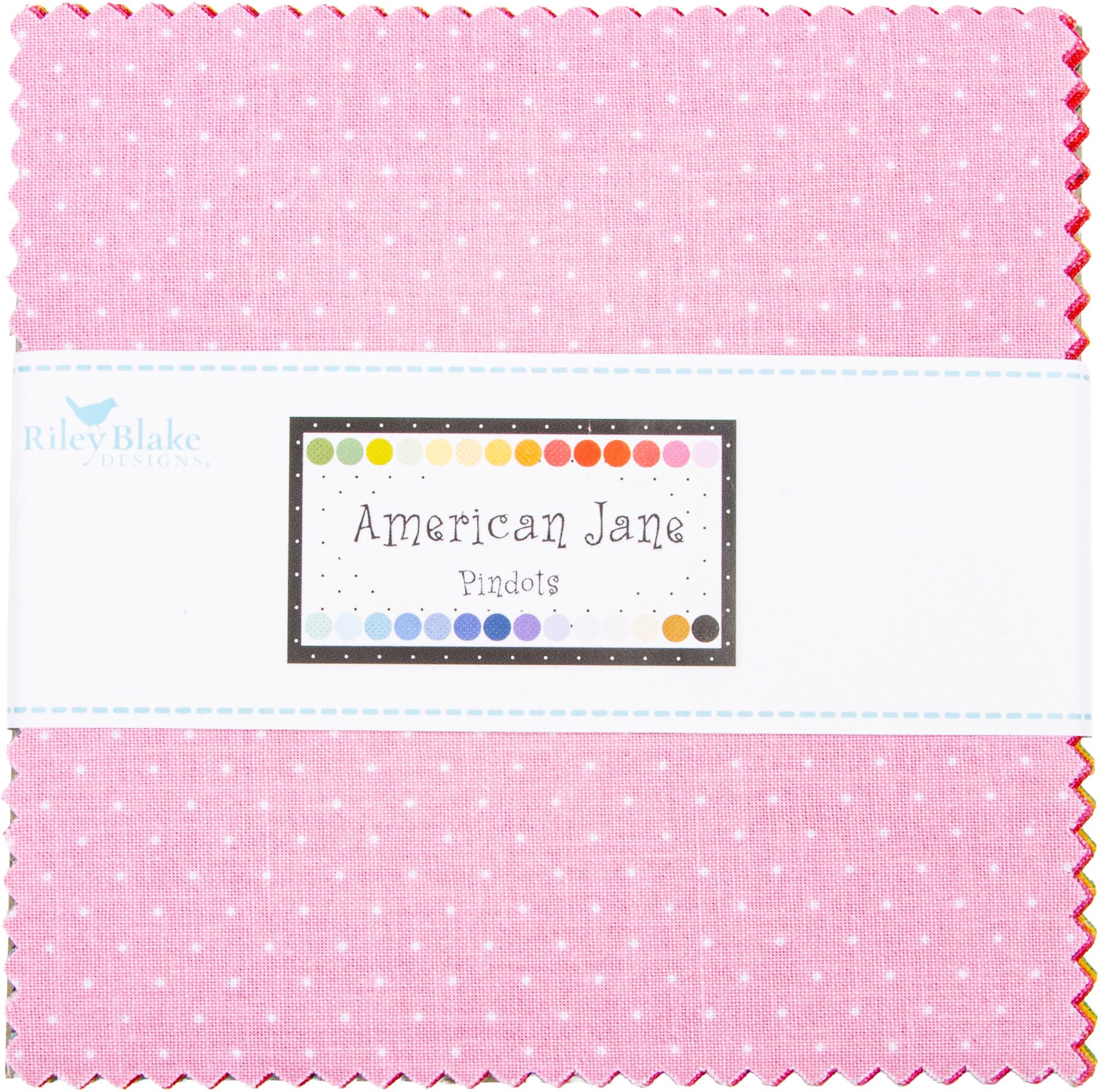 Riley Blake Designs Assorted American Jane Pindots 5" Stacker 42 5-Inch Squares Charm Pack 5-840-42