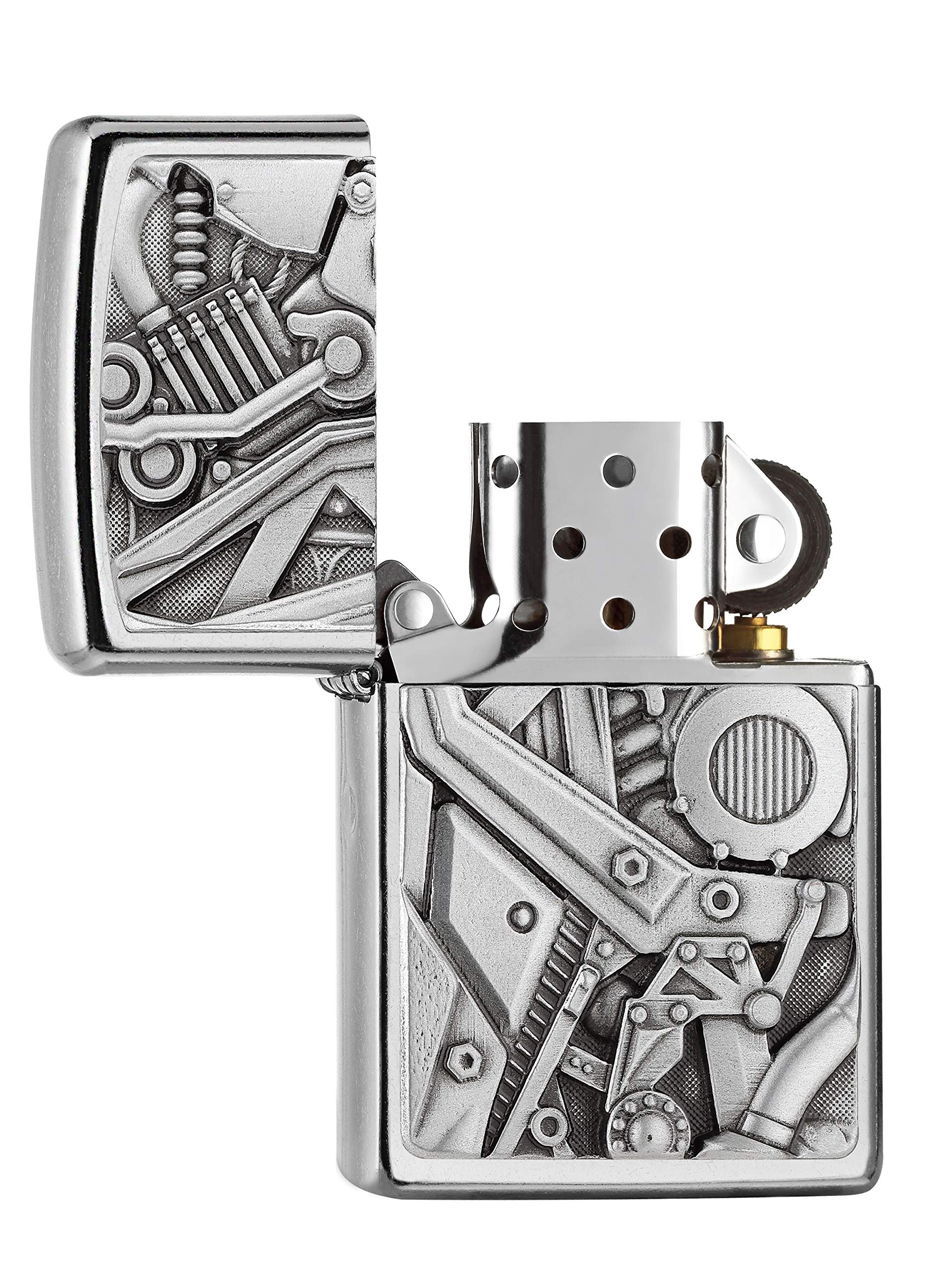 ZIPPO – Mechero de tormenta con Emblema Attached, Street Chrome, Recargable, en Caja de Regalo