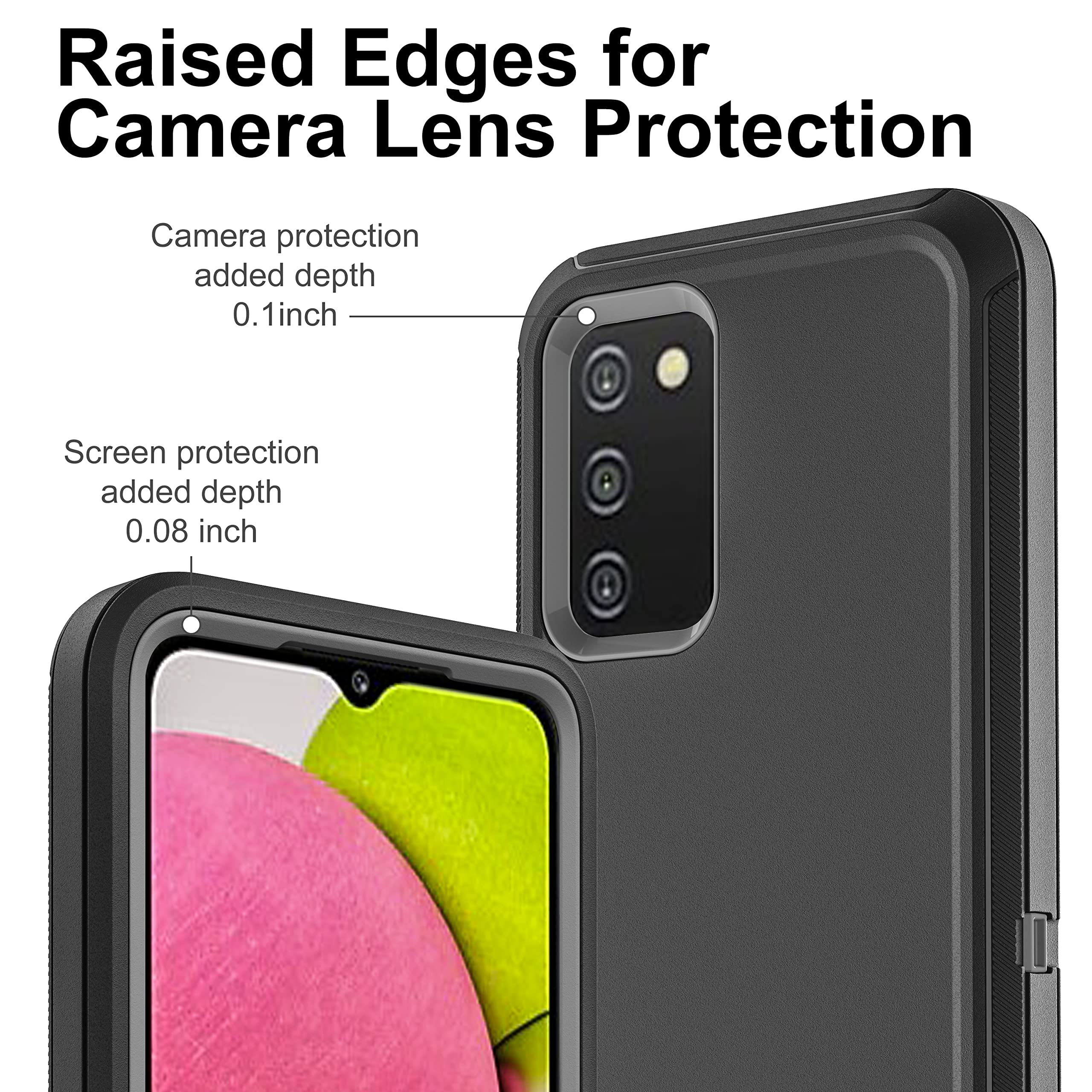 Amazon.com: HONG-AMY for Samsung Galaxy A03S Phone Case, Galaxy A03S Phone  Case with 2 Pcs Nano Explosion-Proof Film, 3 in 1 Full Body Shockproof  Heavy Duty Case for Samsung A03S (Black/Grey) :