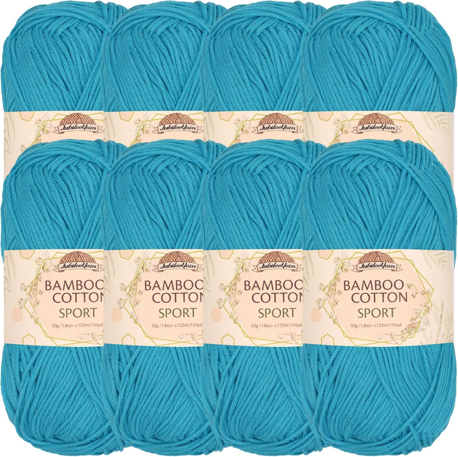 JubileeYarn Bamboo Cotton Sport Yarn - 50g/Skein - Pine Needle - 8 Skeins
