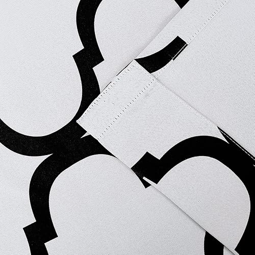 Miniatura 7 de Melodieux Cortina opaca con ojales para oscurecer la habitación, estilo marroquí, para puerta de patio, 100 x 84 pulgadas, color blanco rotonegro (1