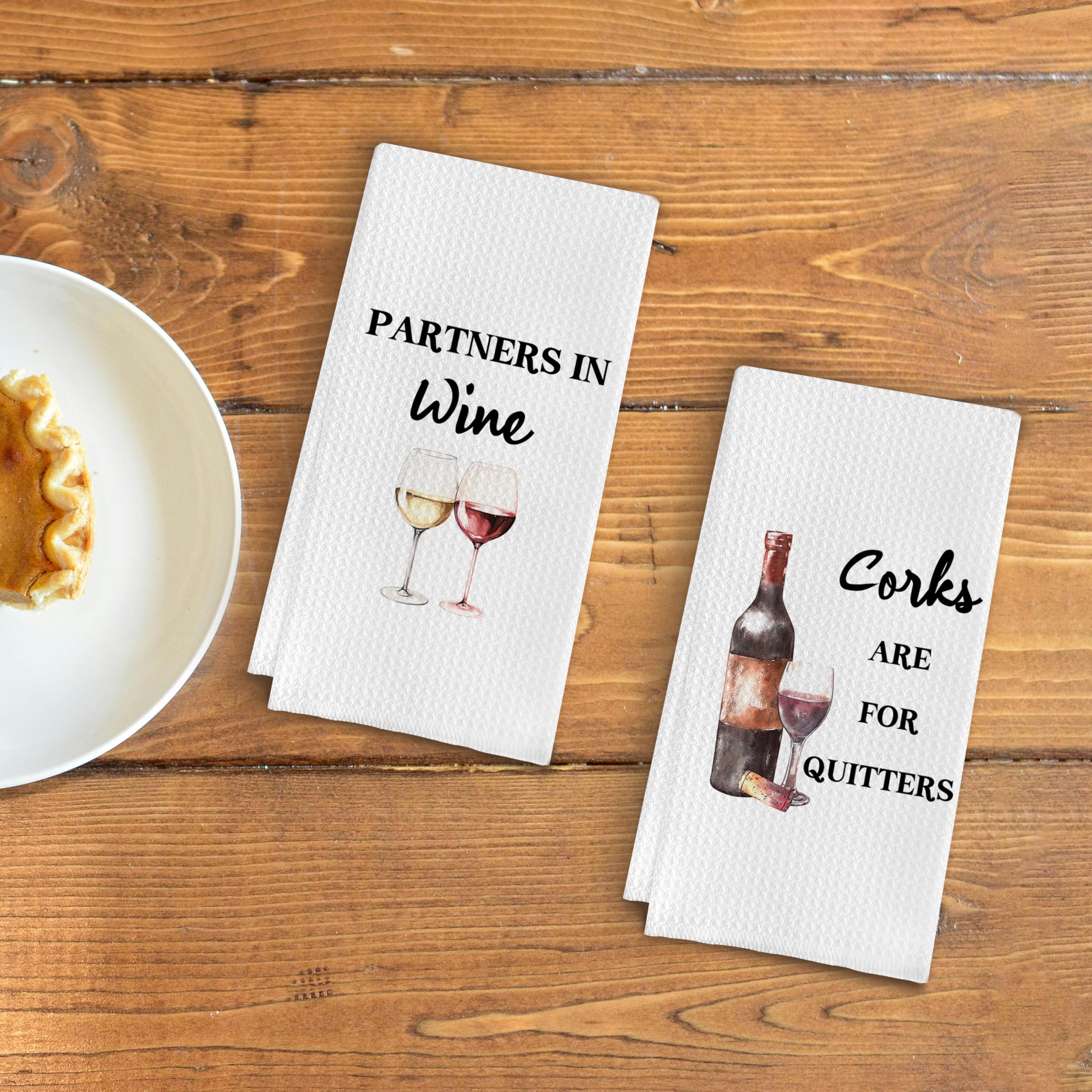 Funny Wine Kitchen Towel Set, Decor Gifts for Women & Wine Lovers, Funny Tea Towels, 2 x 16x24 Inch