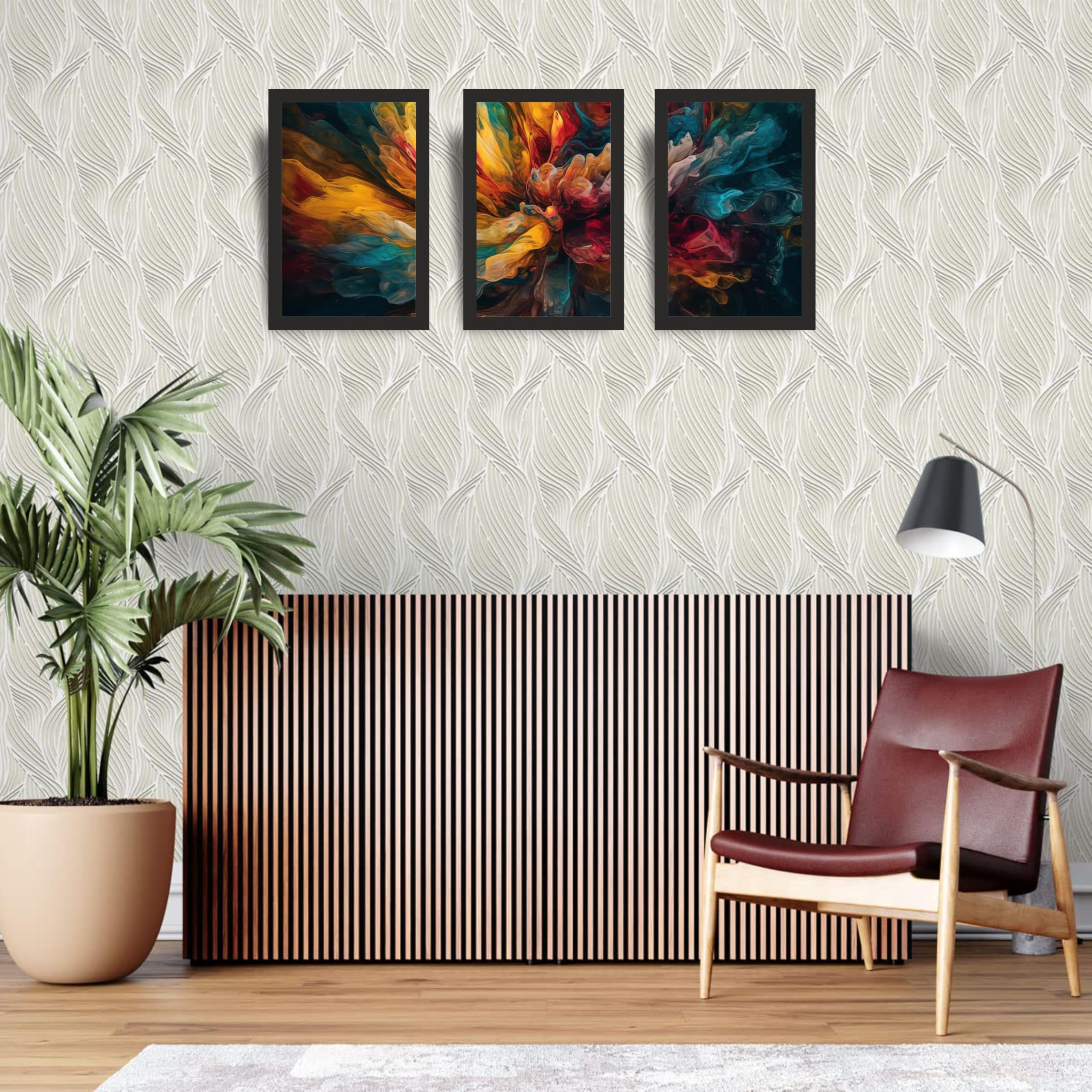 Luxury Fluid Abstract Wall Art Set of 3 Frames