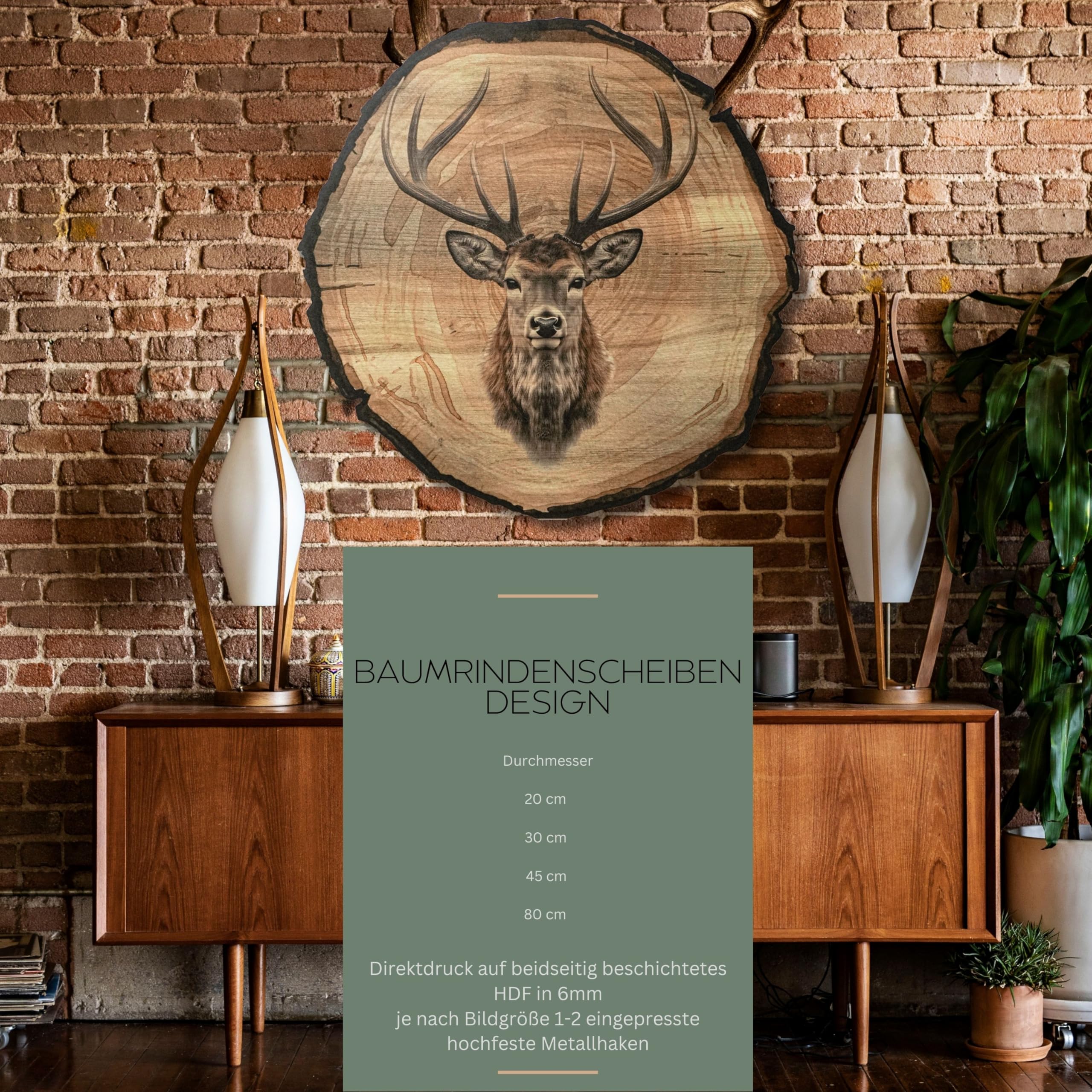 Tableau mural cerf 45 cm DARO Design – Impression d'art prête à accrocher décoration chasse nature animaux