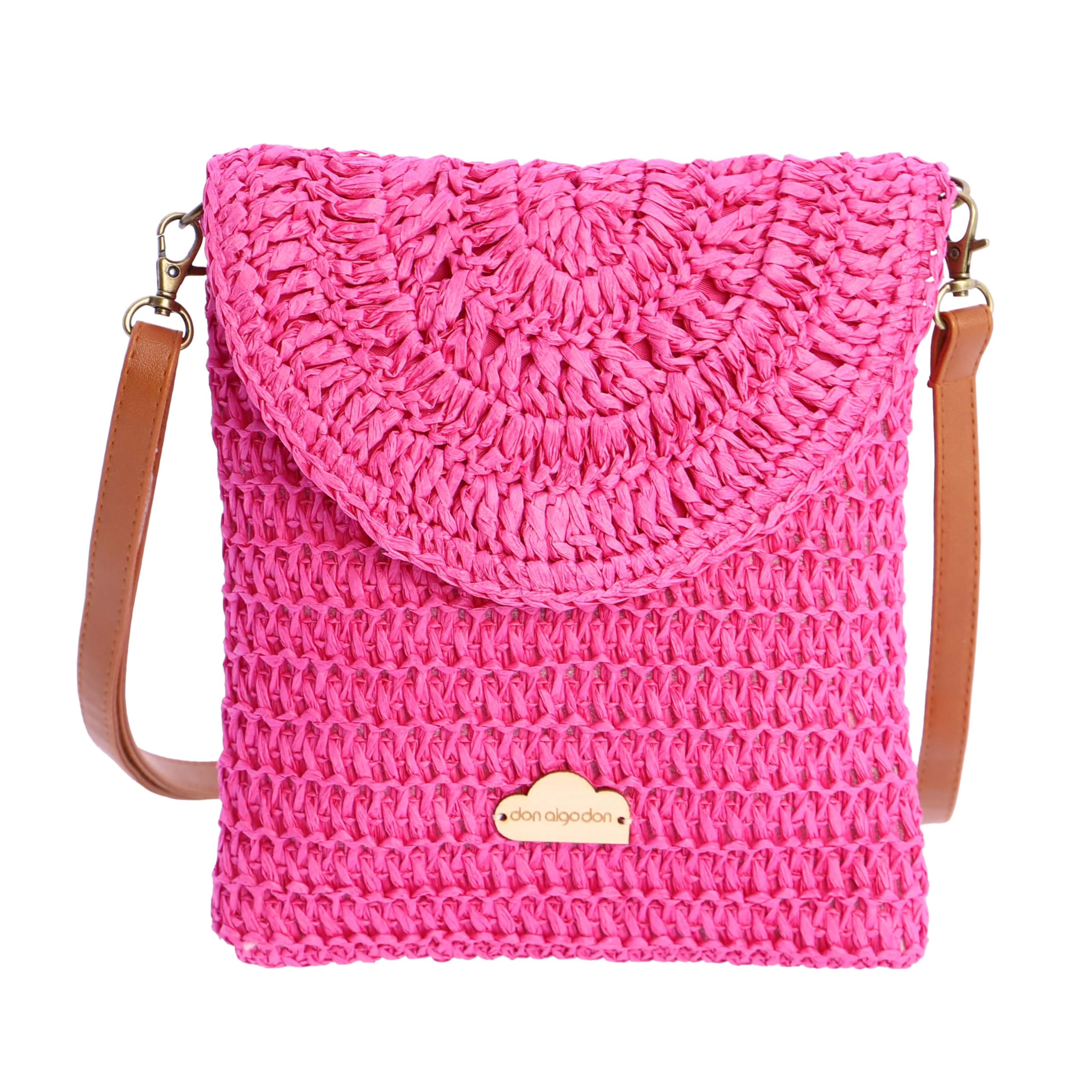 DON ALGODON Bolso bandolera mujer - Bolso playa mujer - Bolso mujer verano - Bolso rafia mujer - Bolsa playa para mujer - Bolso mimbre mujer hecho a mano ideal para la playa, Evora