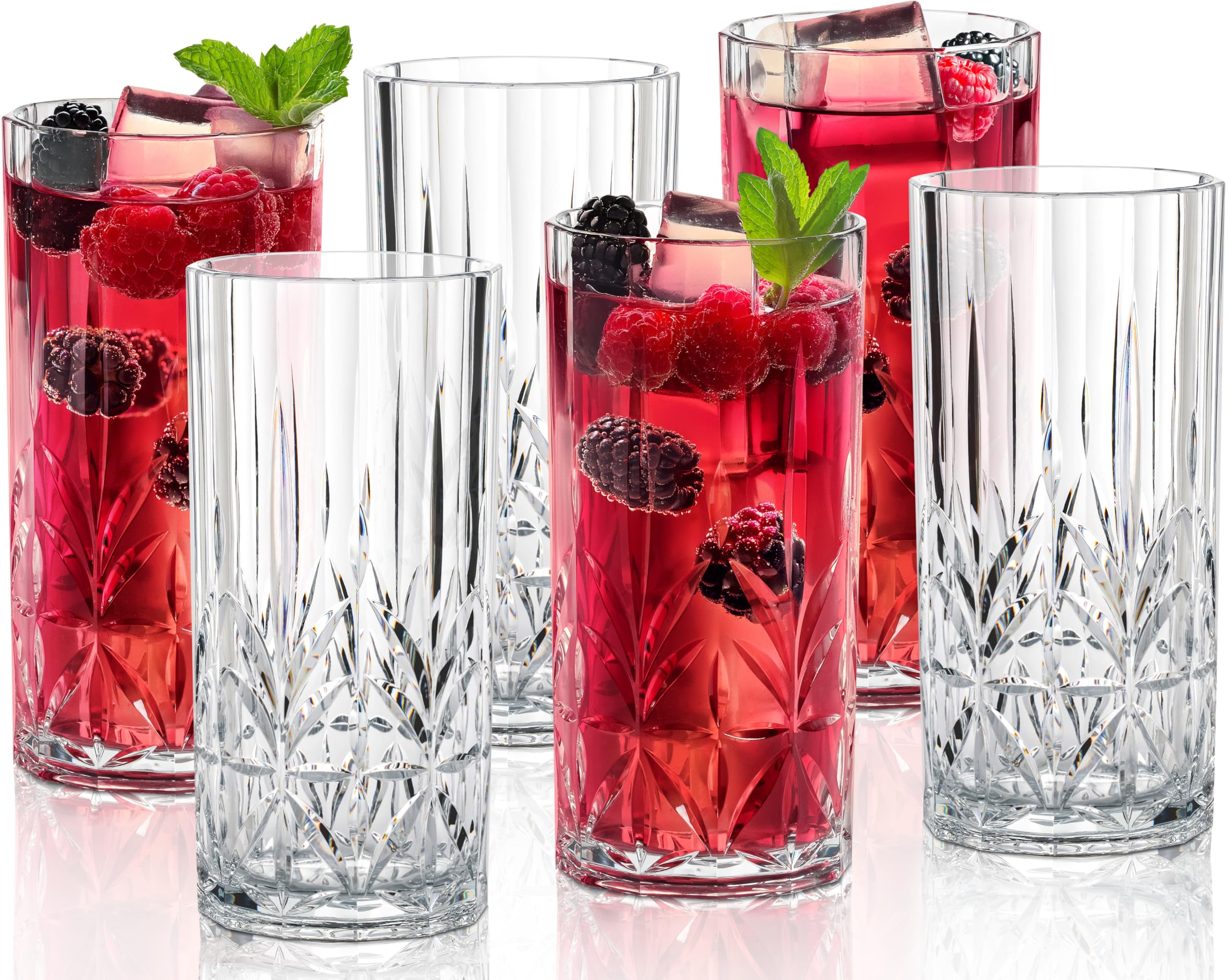 Bravario Vasos de plástico irrompibles para agua potable, aptos para lavavajillas, vasos 100 % Tritan, sin BPA, inastillables, para exteriores, 18 onzas, juego de 6