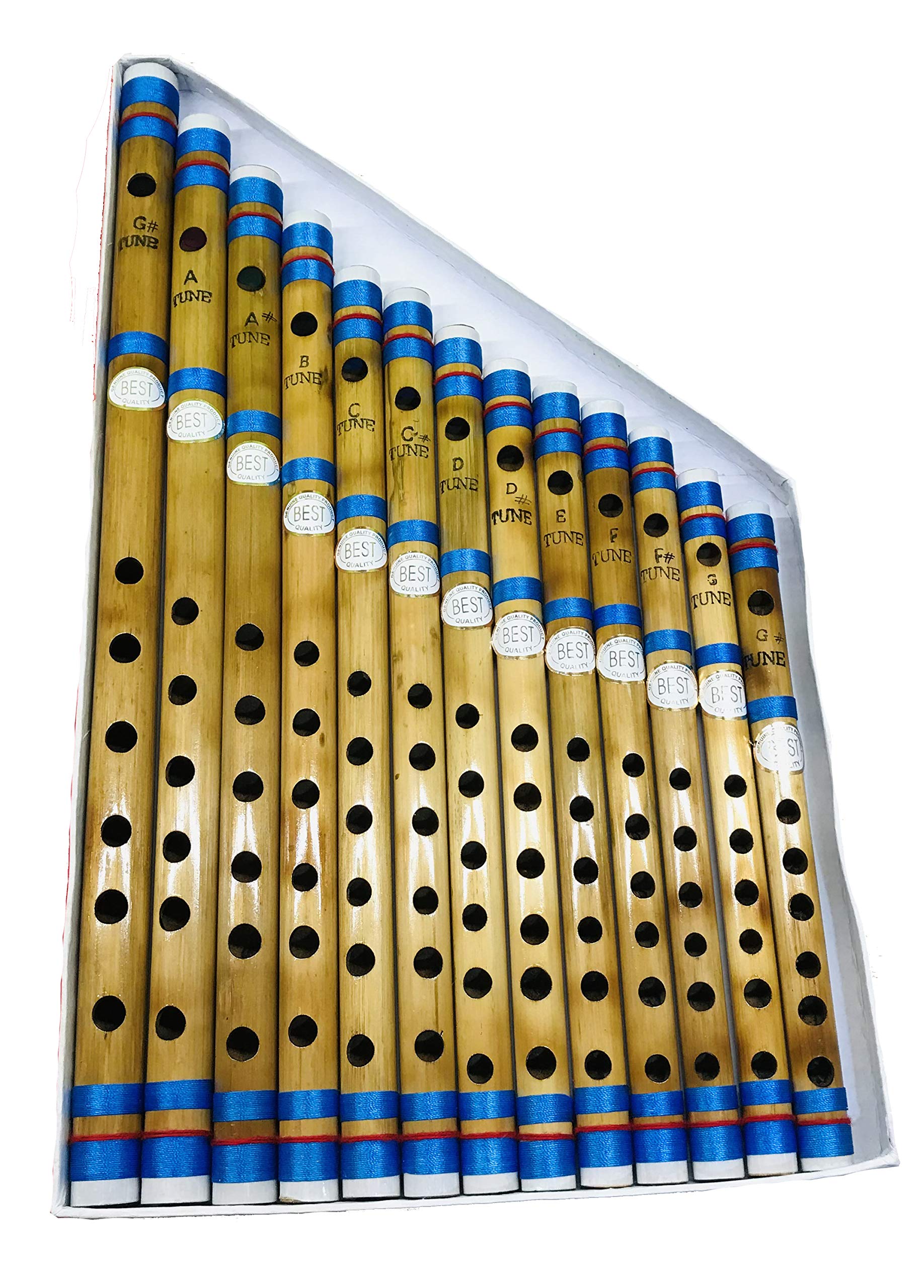 Buy Professional Set of 13 Indian Bamboo Flutes Bansuri Scales A B C D E F G Blue