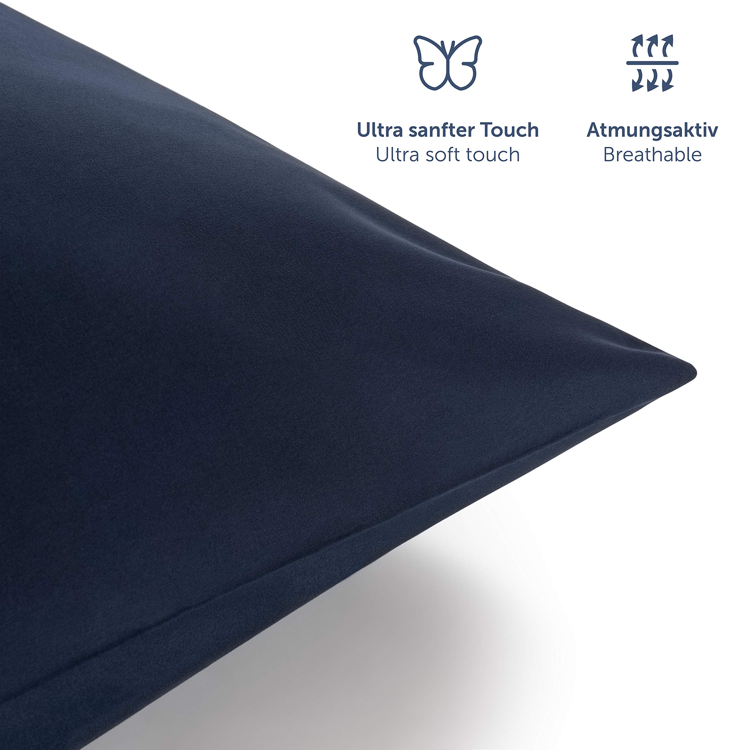 Blumtal Copripiumino 220 x 240 cm in microfibra con 2 federe 65 x 65 cm – Parure da letto 220 x 240 2 persone, Basic, certificato Oeko-Tex, ultra morbido – blu scuro
