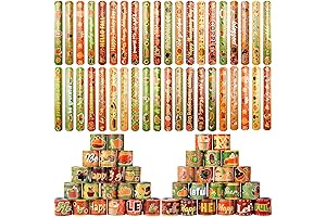 200 Pcs Thanksgiving Slap Bracelets for Kids, Maple Leaf Themed Fall Holiday Wristbands