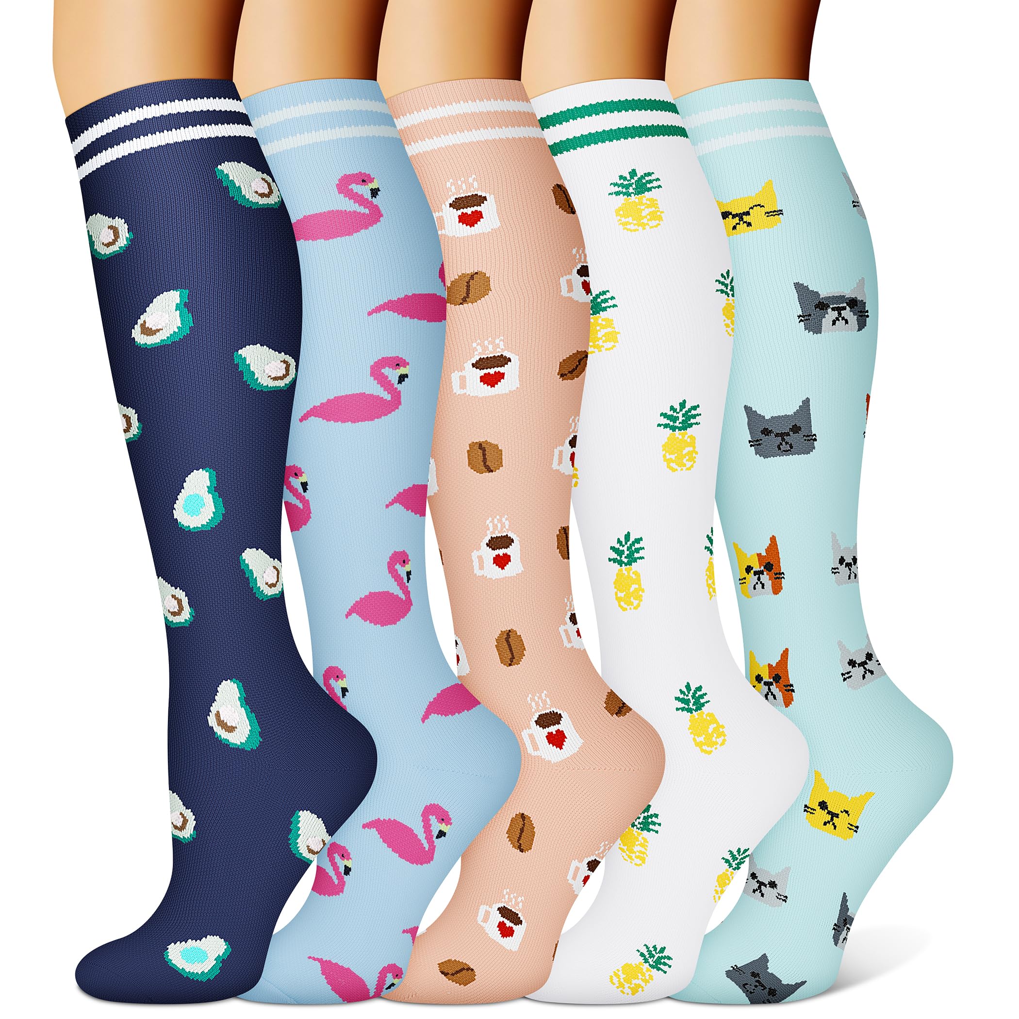 FEYHAYCopper Compression Socks (5 Pairs) 15-20 mmHg Circulation is Best Athletic & Daily for Men & Women, Running, Climbing