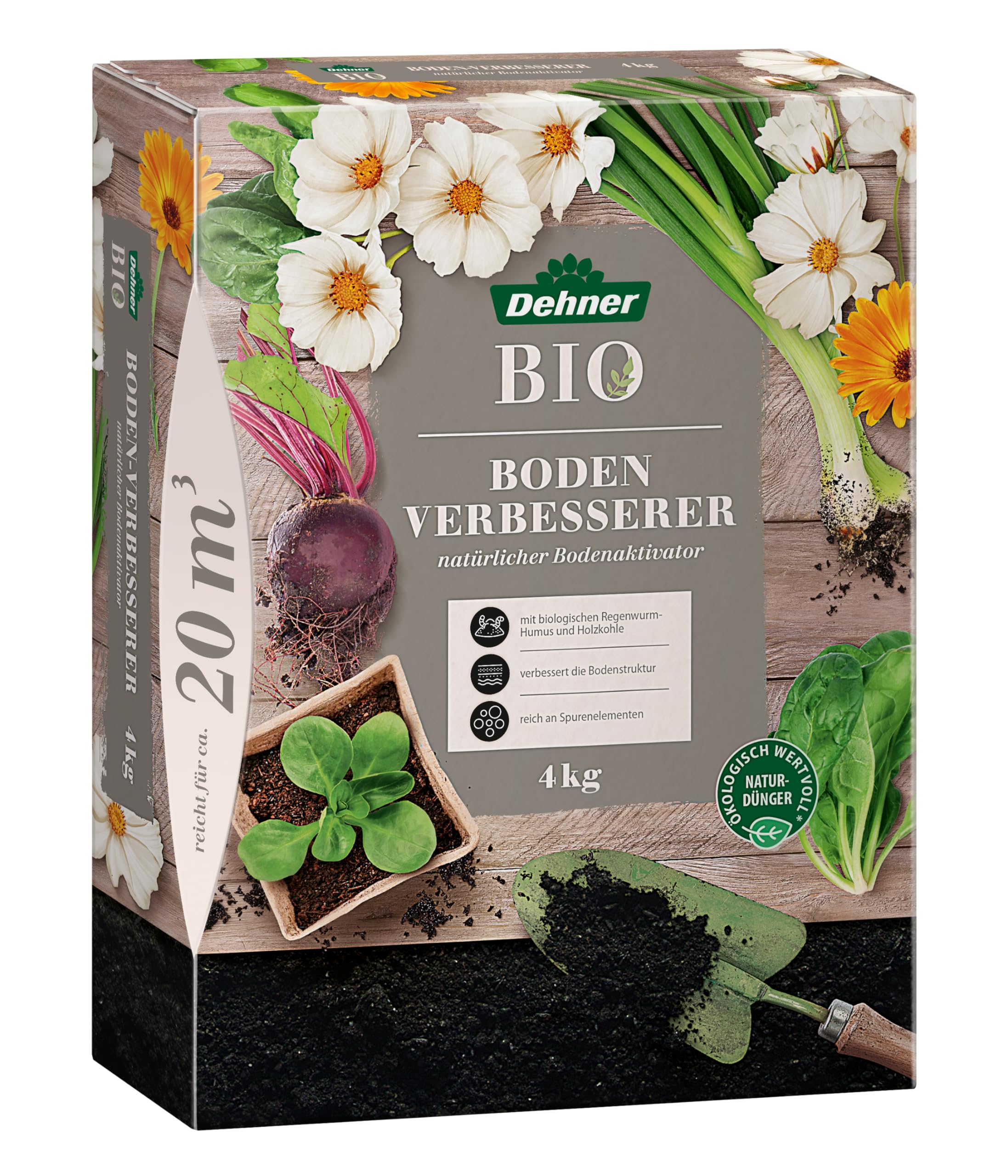 Dehner Bio Bodenverbesserer, hochwertiger Dnger fr Gartenpflanzen,  organischer NPK-Dnger, mit Spurennhrstoffen, natrlicher Boden-Aktivator,  4 kg, fr ca. 20 qm, bunt : Amazon.de: Garten