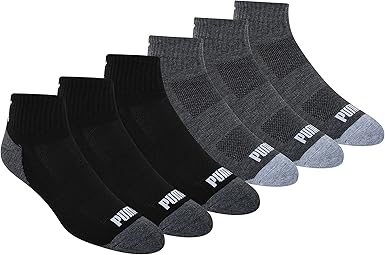 PUMA mens 6 Pack Quarter Crew Socks