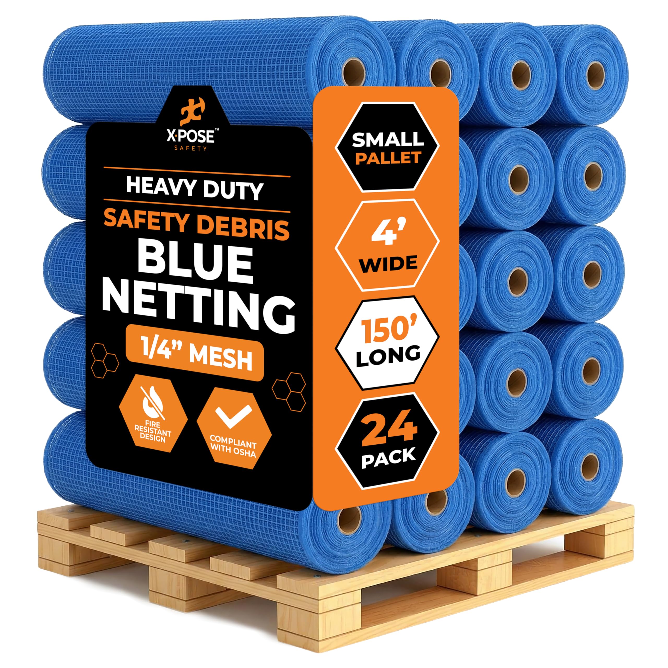 Xpose Safety Construction Safety Netting – 4' x 150', 1/4" Mesh Scaffold