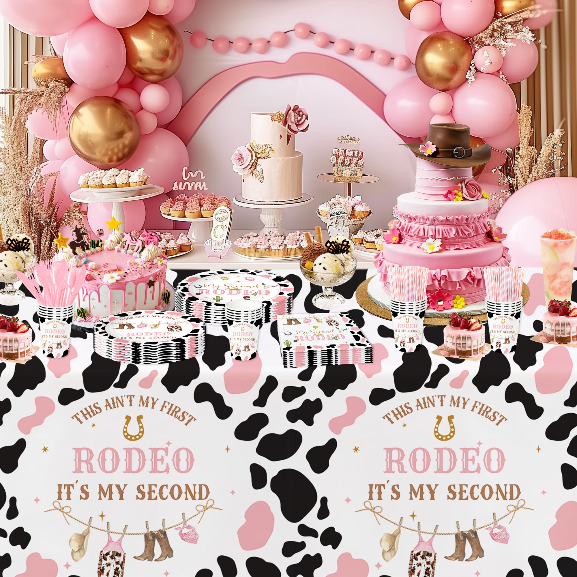 My 2nd Rodeo Birthday Decorations – Balloon Garland Kit, Backdrop, Western Theme