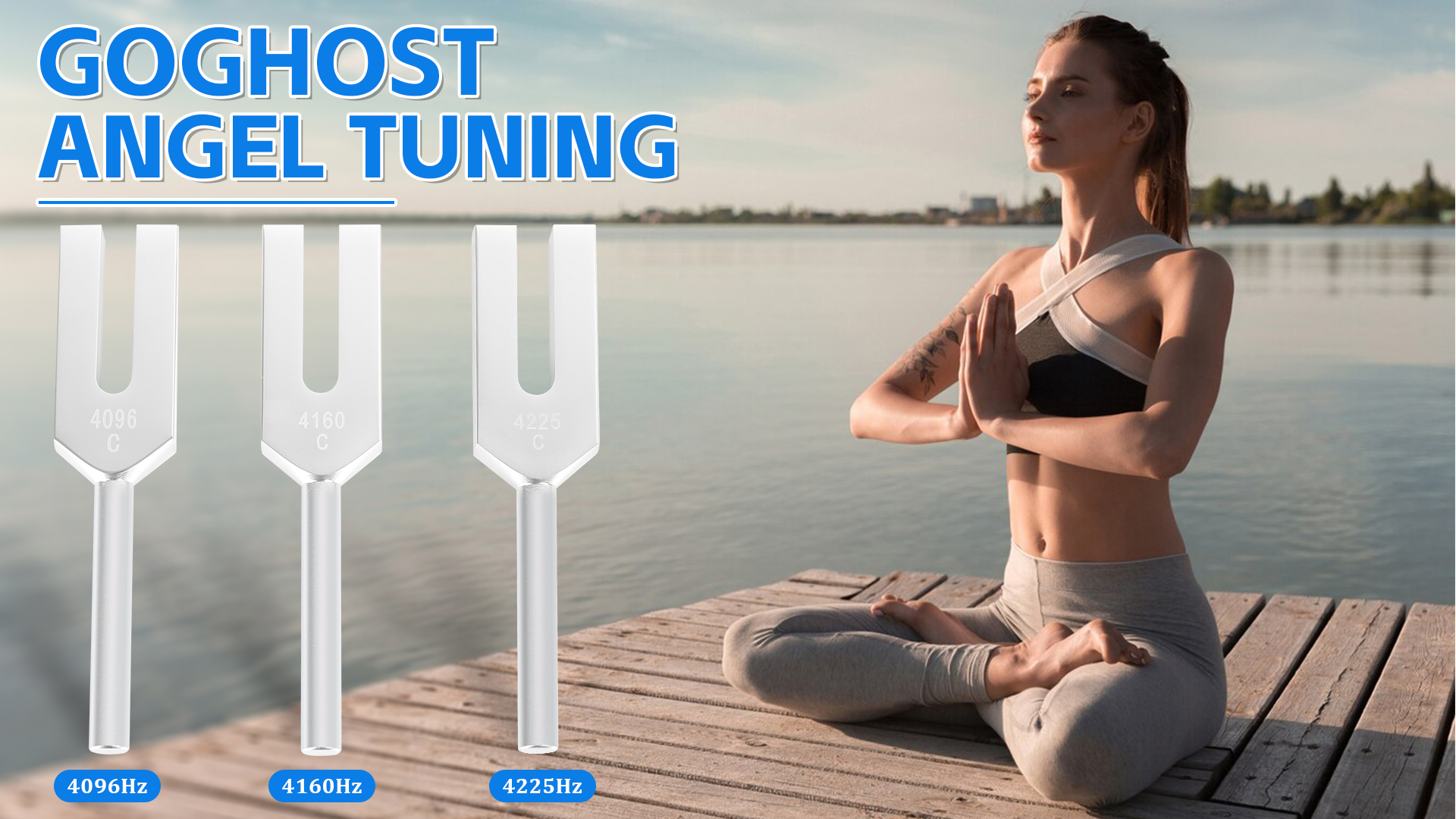 音叉　ユニバーサルバランスAngelTuners4225、4160、4096Hz Angel Tuning Forks Set - 4096 Hz, 4160 Hz, 4225 Hz with Wooden