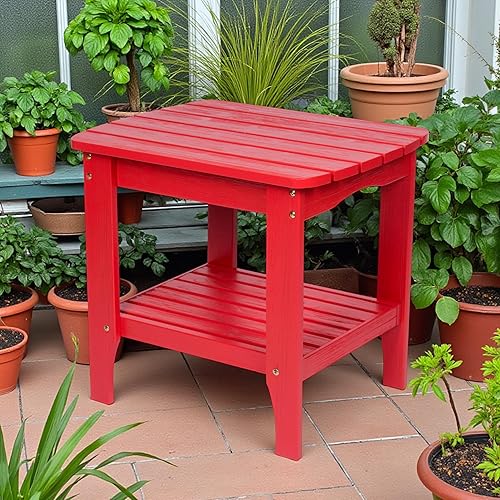 Miniatura 2 de Shine Company Mesa auxiliar rectangular de madera Long Island - Rojo chile