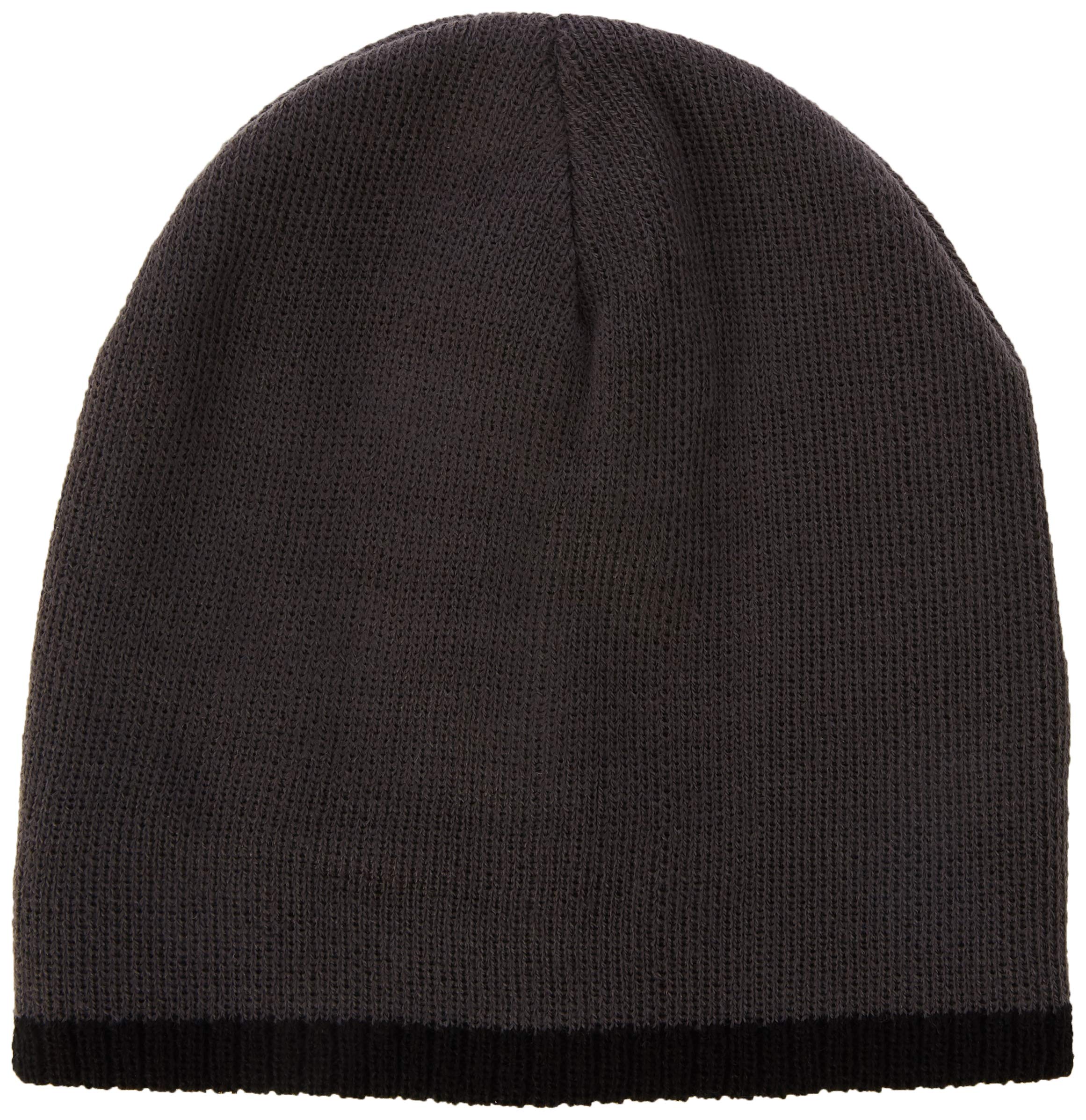 Beechfield Boys Pull On Warm Knitted Beanie Ski Hat With Contrast Trim Graphite Grey