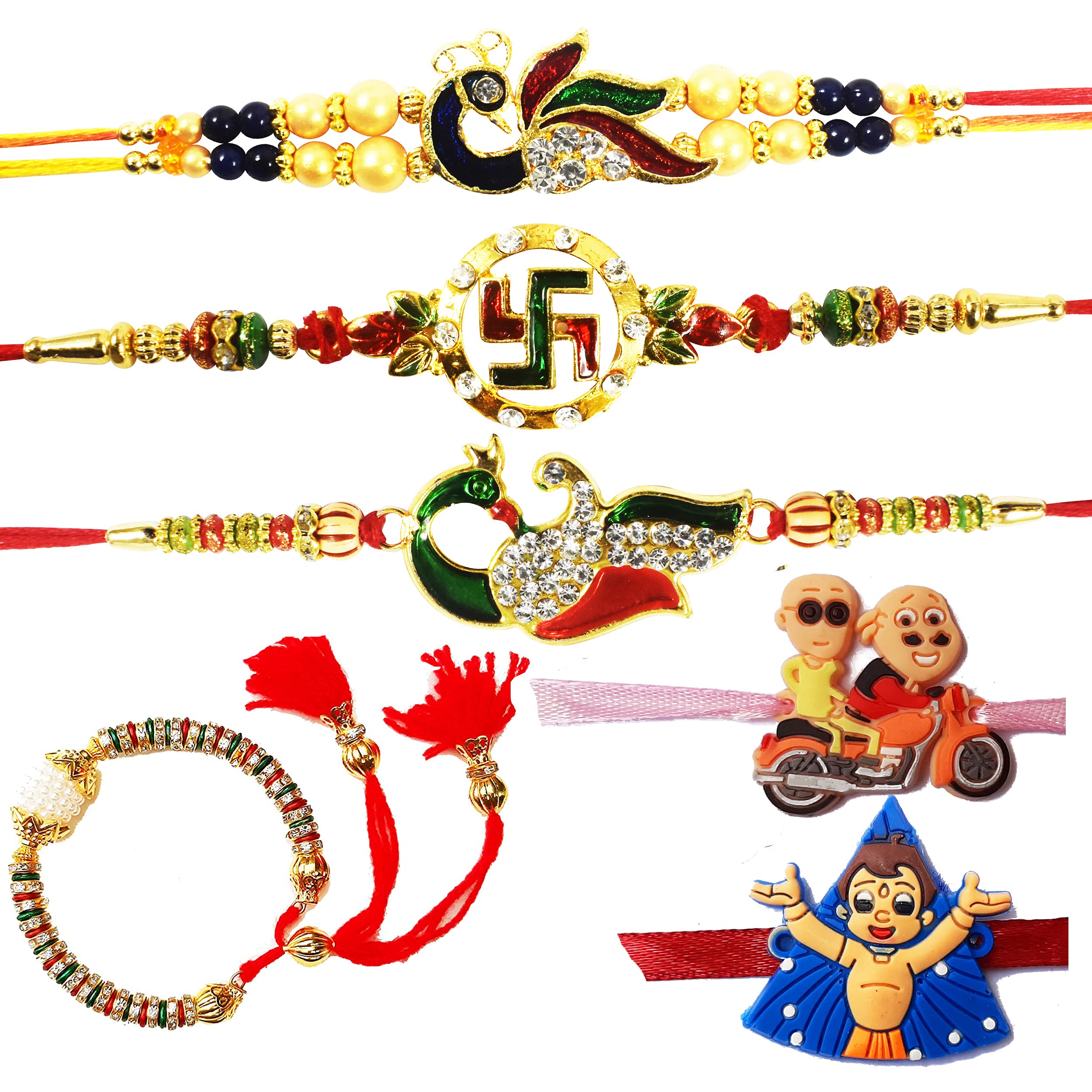 Urvi Creations Mens Family Wristband Bracelet Rakhi (Multicolor) -Combo Set of 3 (B098PDL8D6) Amazon Price History, Amazon Price Tracker