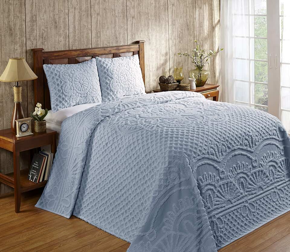 blue chenille bedspread