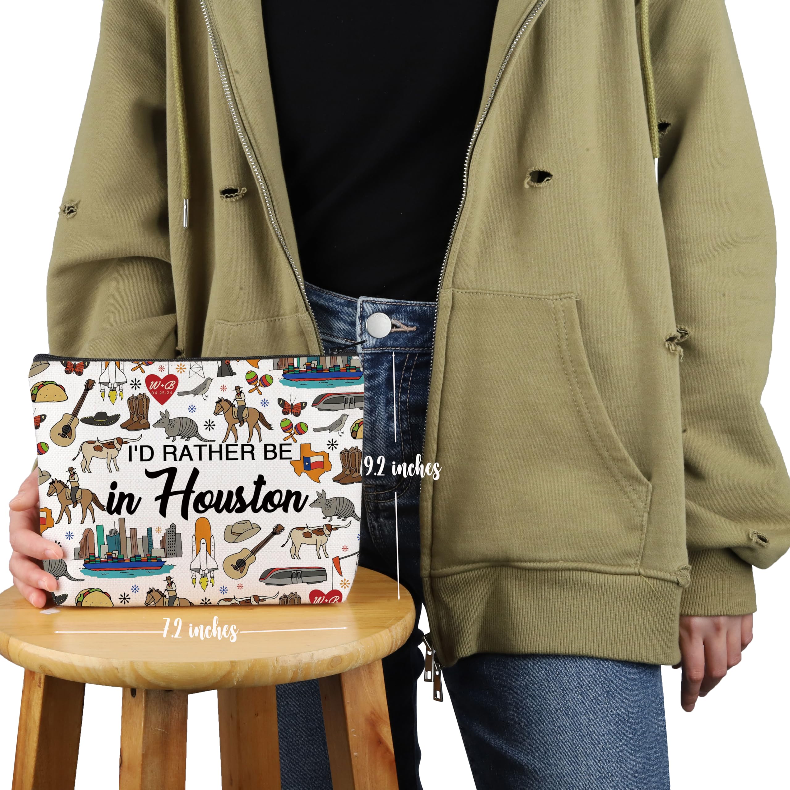 PYOUL Houston Lover Gift I’d Rather Be in Houston Makeup Bag Welcome to Houston Cosmetic Bag Houston Merch (Be in Houston Bag) - Image 2