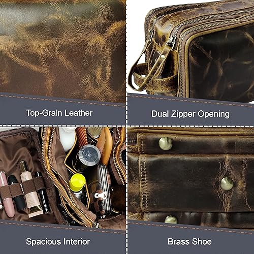 Miniatura 5 de RUSTIC TOWN Combo de bolsas de aseo de cuero de alta calidad, el mejor organizador de viaje masculino para hombres y mujeres