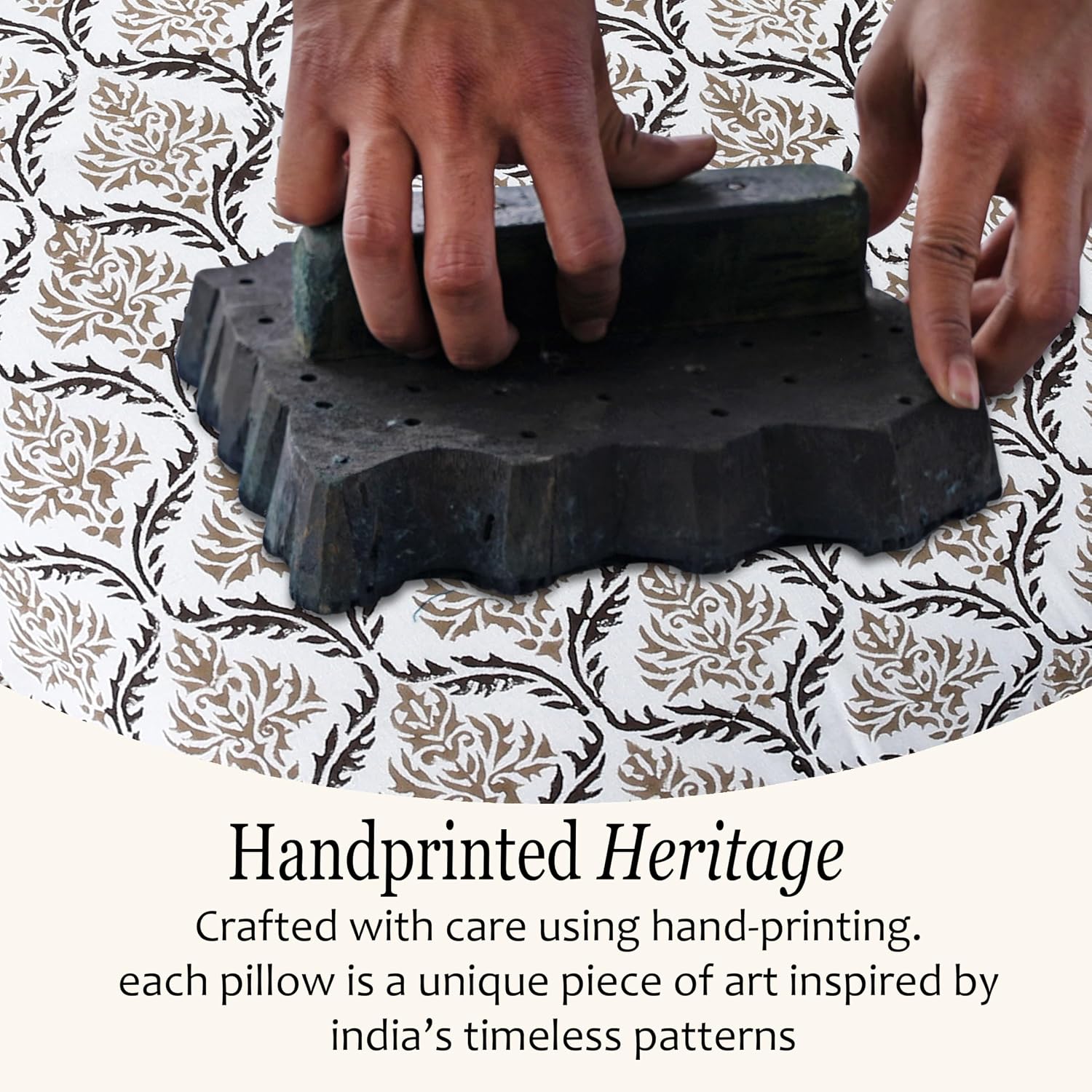 CPC Block Print Sandstone Regal Ruffle Sham Pillow Cover 20 x 12 inch image 4