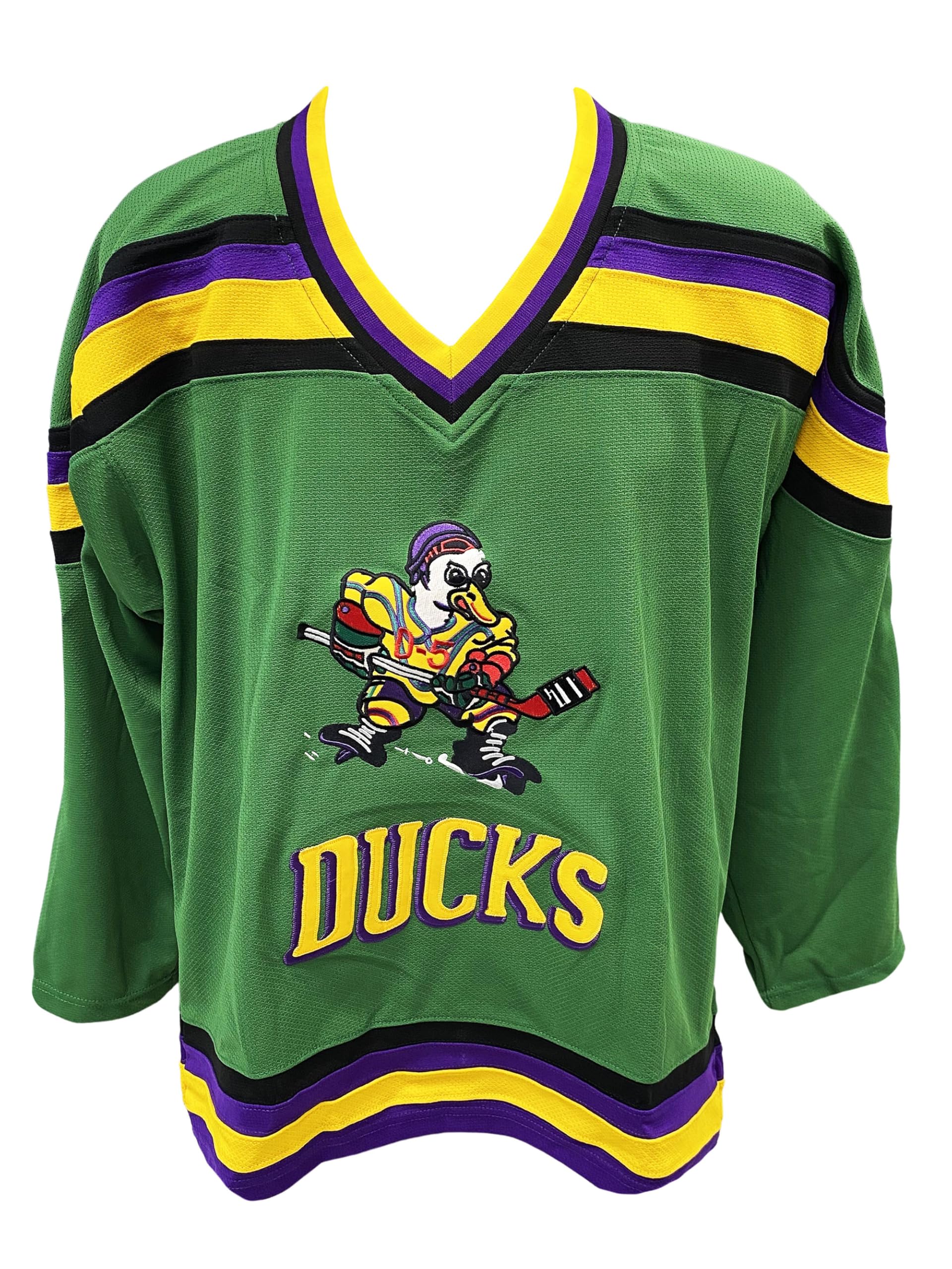 Dwayne Robertson 7 Ducks Deluxe Embroidered Hockey Jersey - Mens XL Green