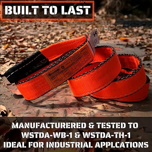 Miniatura 4 de ORANGEE Paquete de 2 correas de elevación de 2 pulgadas x 10 pies de tela de polietileno resistente, 5,000 libras, gargantilla vertical de 4,000