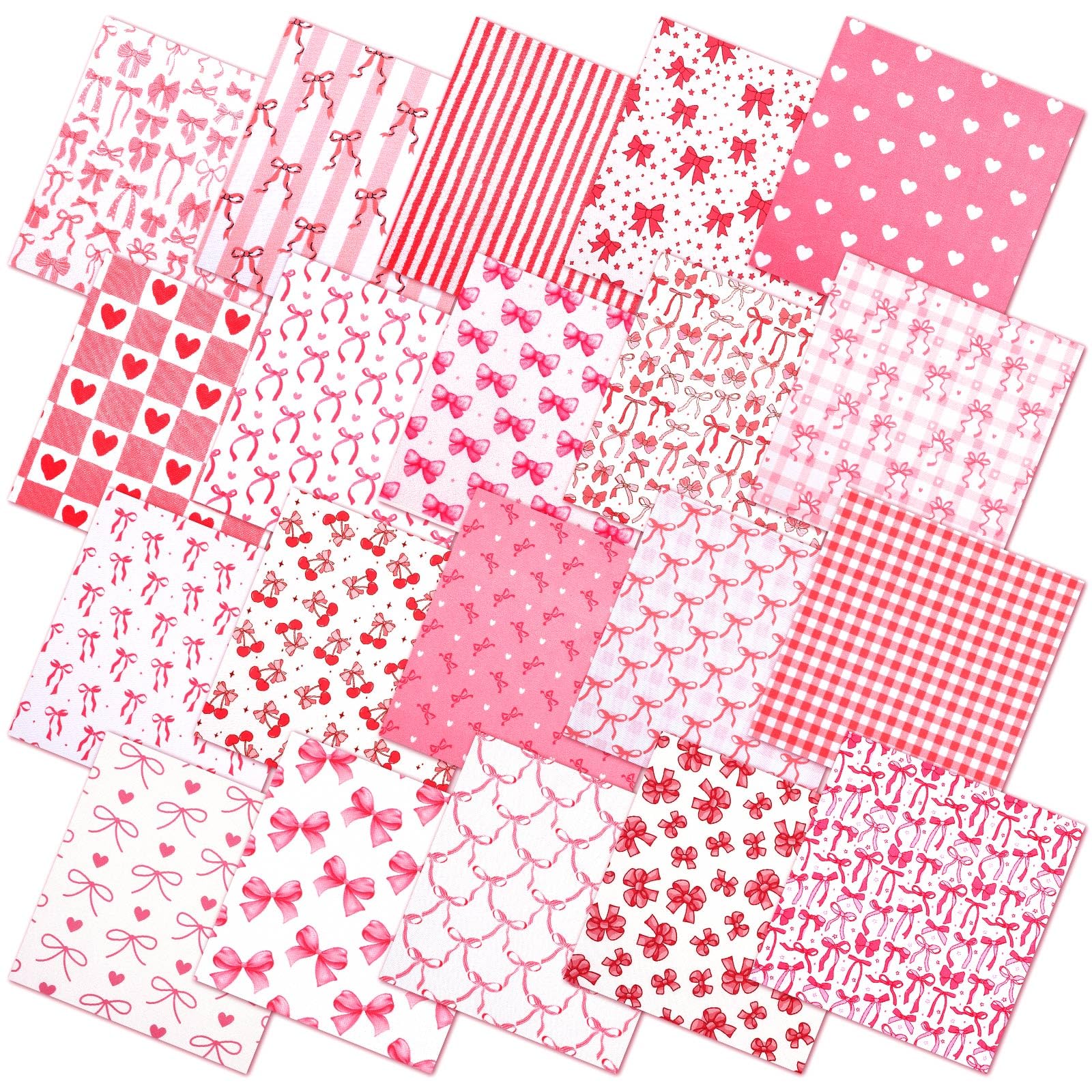 Ganeen 60 Pcs 10 x 10 Inch Coquette Pink Bows Quilting Fabric Squares