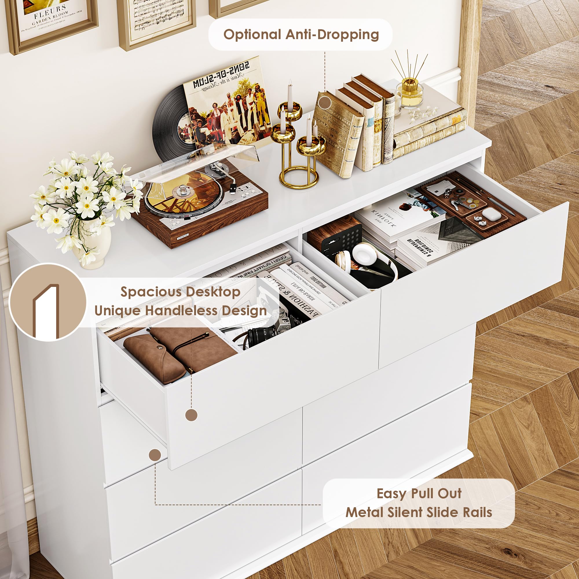 modern white 8 drawer dresser Taylor 8 Drawer Chest - White
