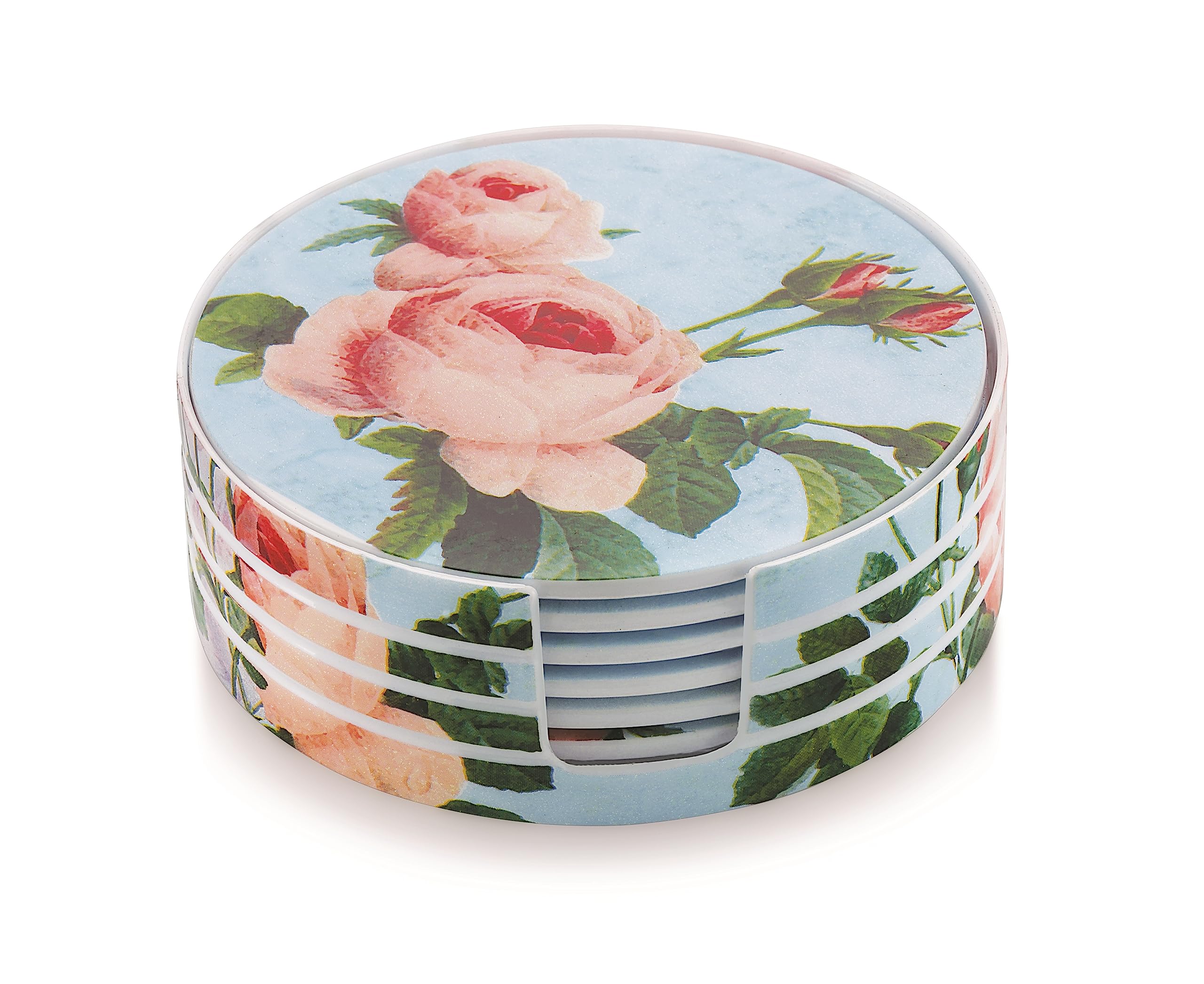 Premium Orchid Floral Tea Coaster Set | Durable Melamine, Heat & Cold Resistant, Stain Resistant, Attractive Design | Perfect for Coffee, Tea, and Table Protection (Blue)-image-11