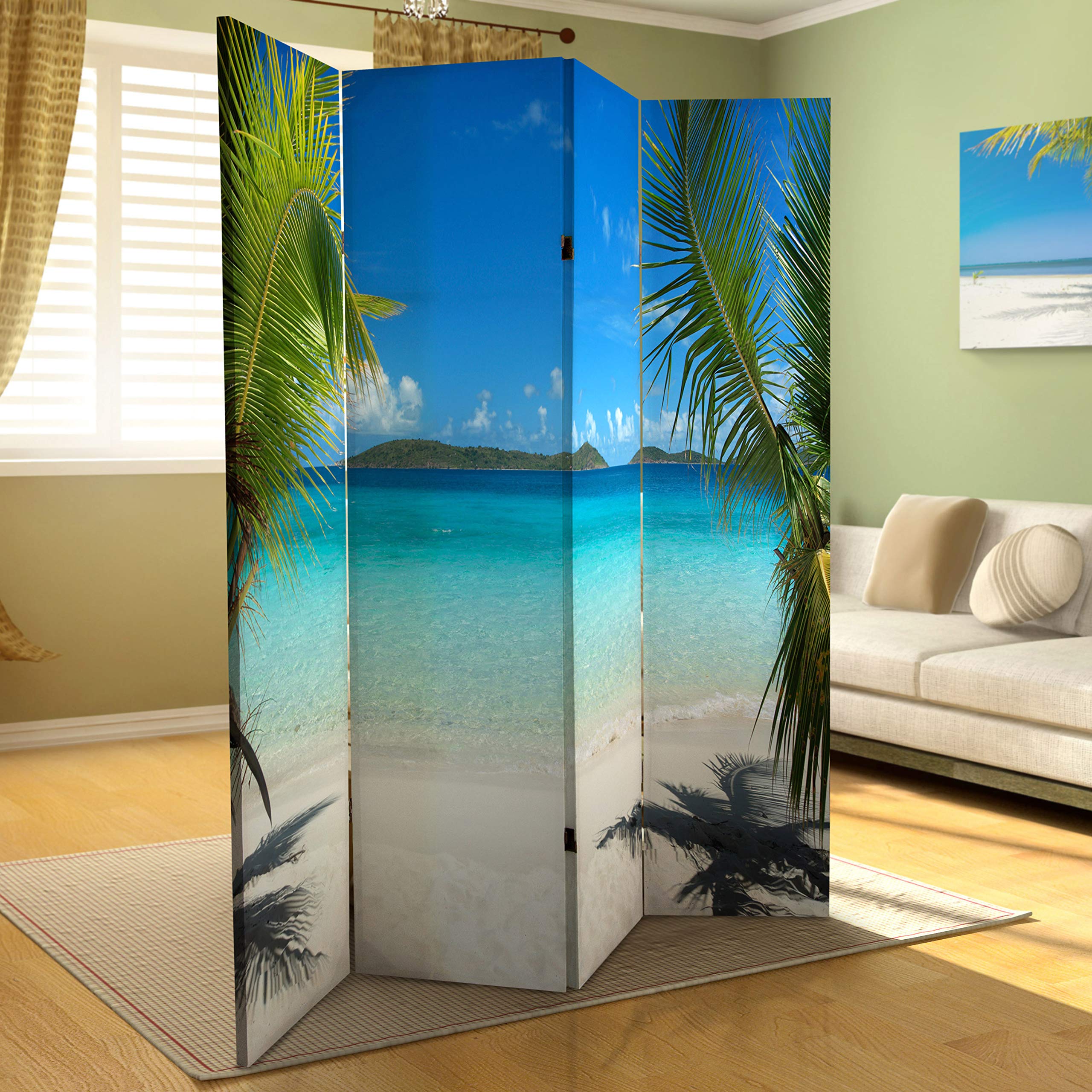 Oriental Furniture - Divisorio In Tela Legato, Altezza 1,8 M, Colore