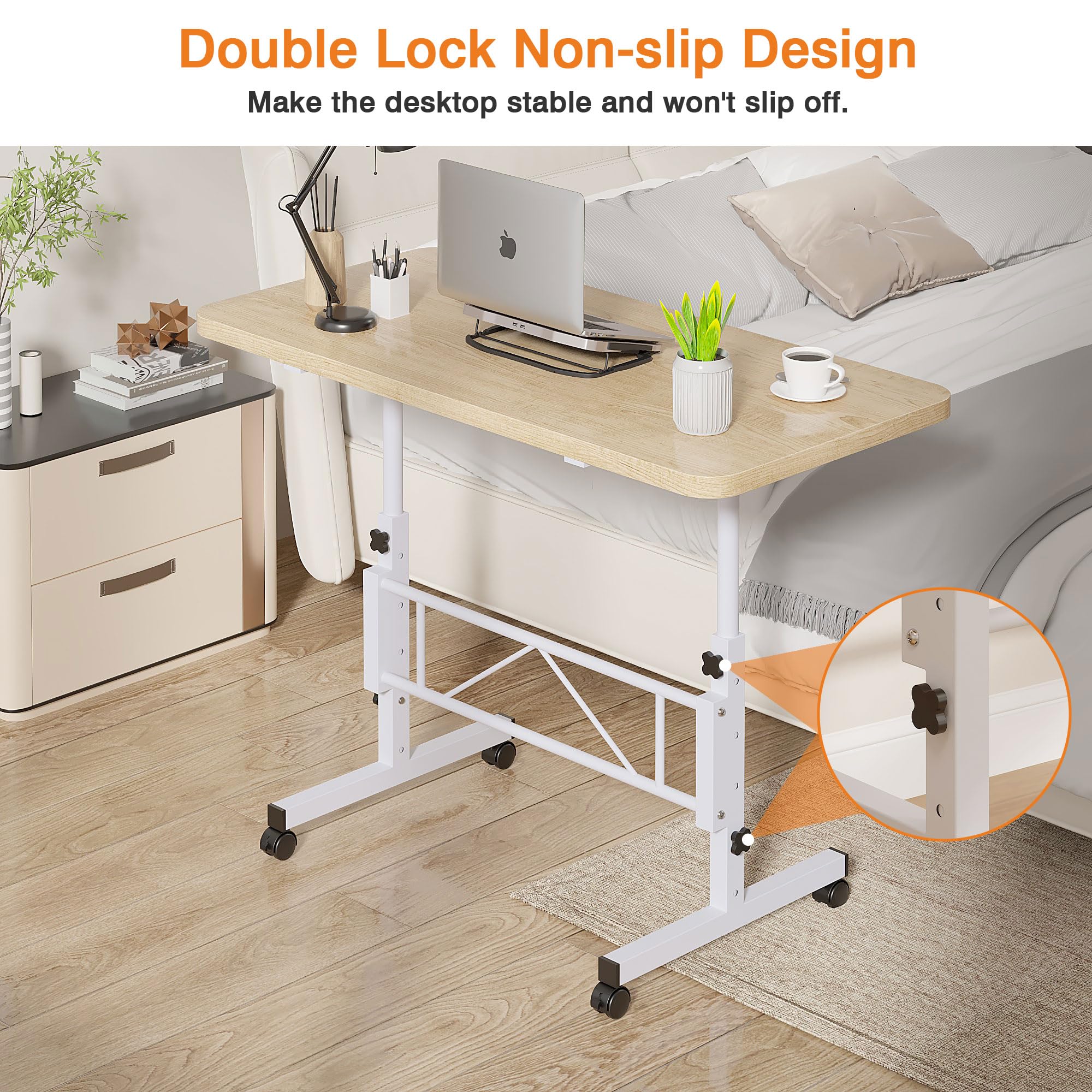 VECELO Small Standing Desk Adjustable Height Mobile Computer Workstations with Wheels Portable Rolling Laptop Table for Walking Pad — view 4